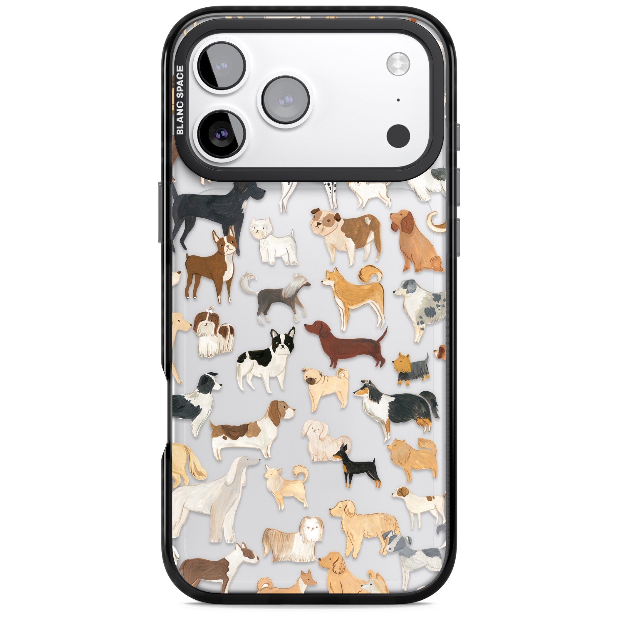 Hand Painted Dogs iPhone 17 Pro Max Impact Black Phone Case