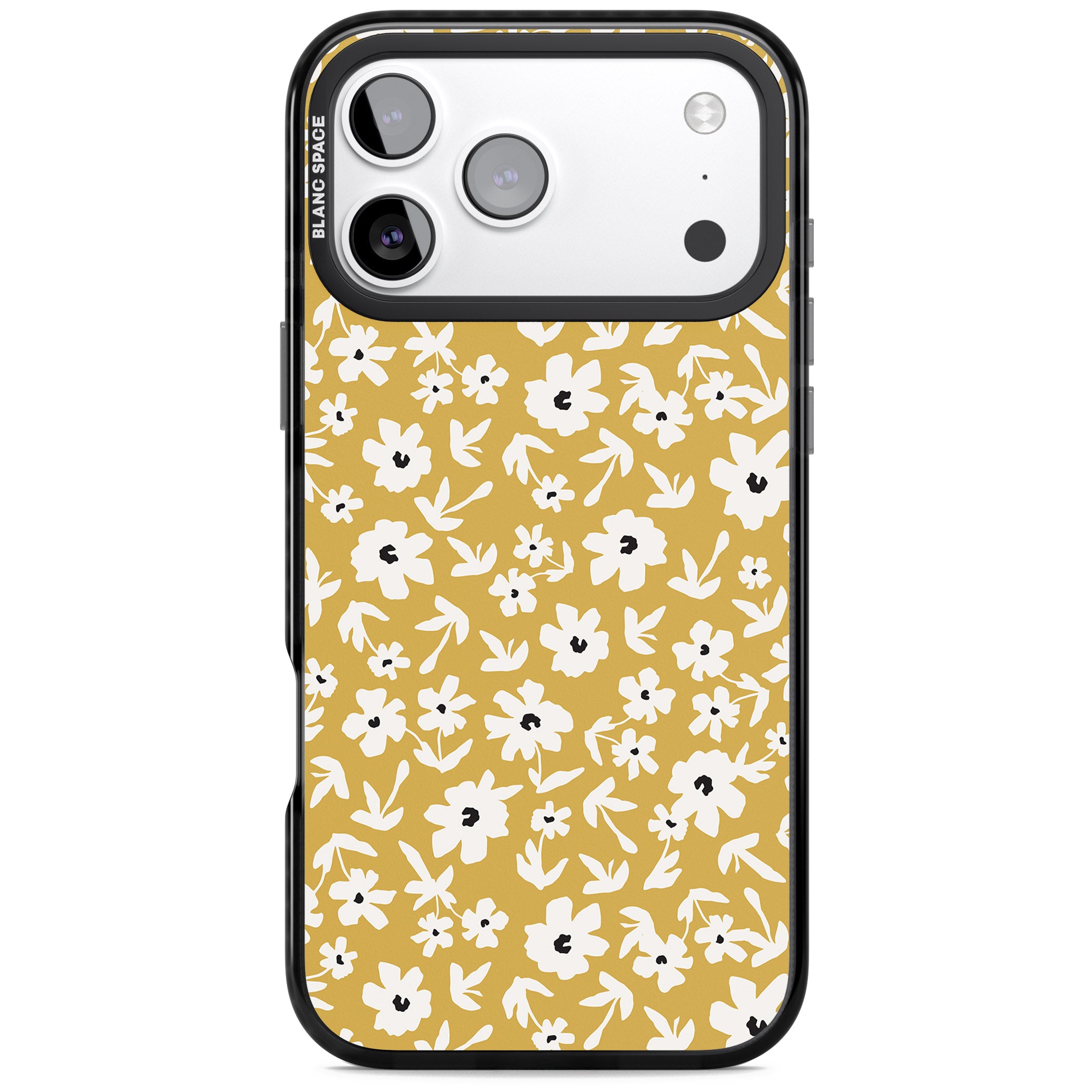 Mustard Floral iPhone 17 Pro Impact Black Phone Case