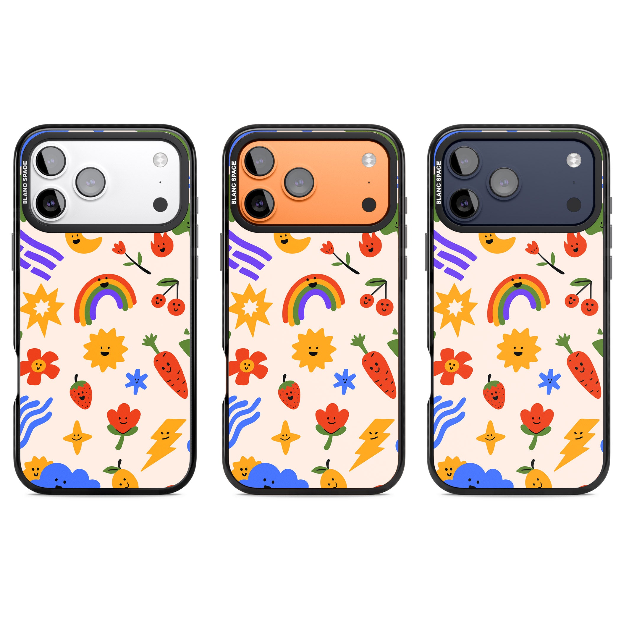 Playful Kawaii Icons iPhone 17 Pro Impact Black Phone Case APT Impact Protection