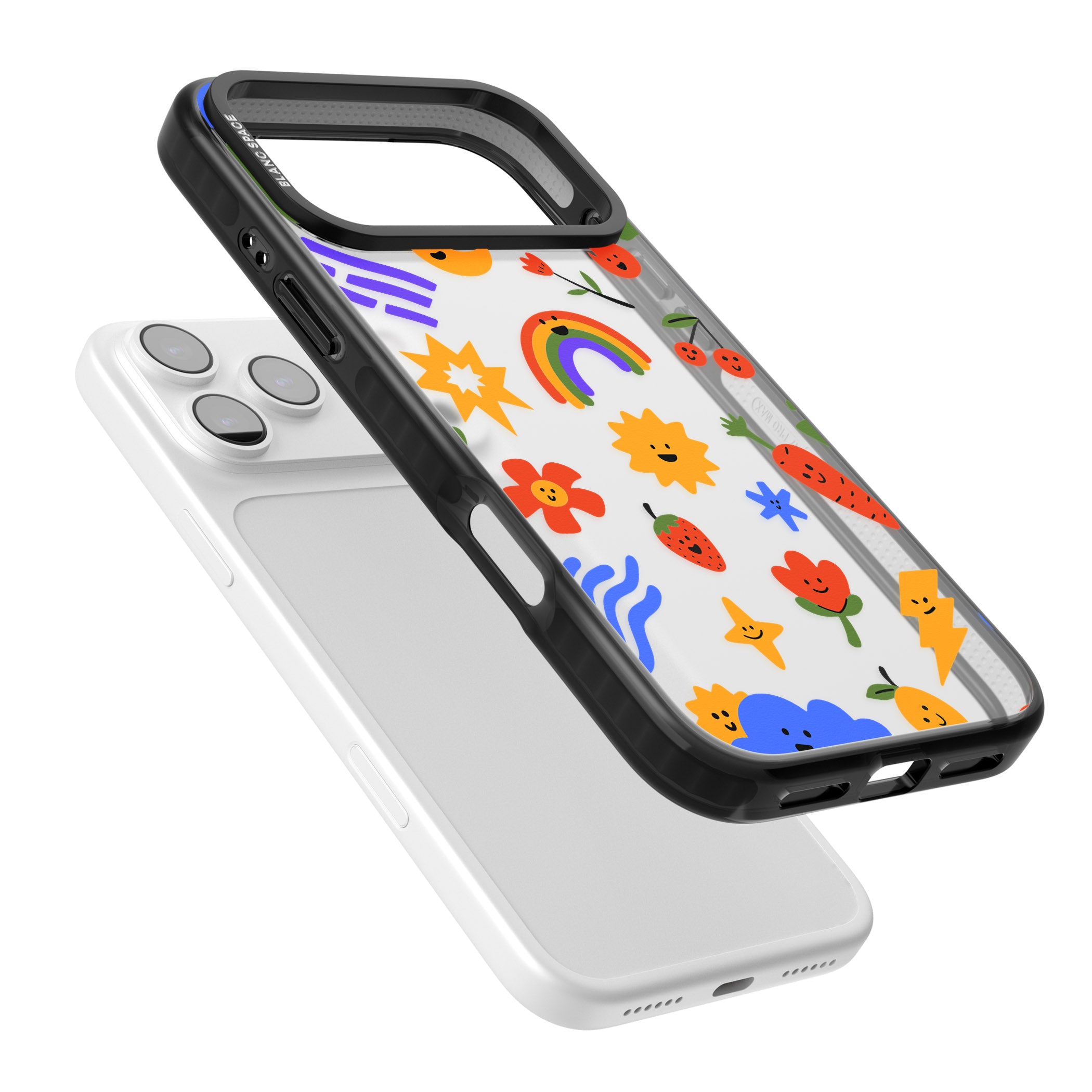 Colorful Kawaii Icons iPhone 17 Pro Impact Black Phone Case Colours