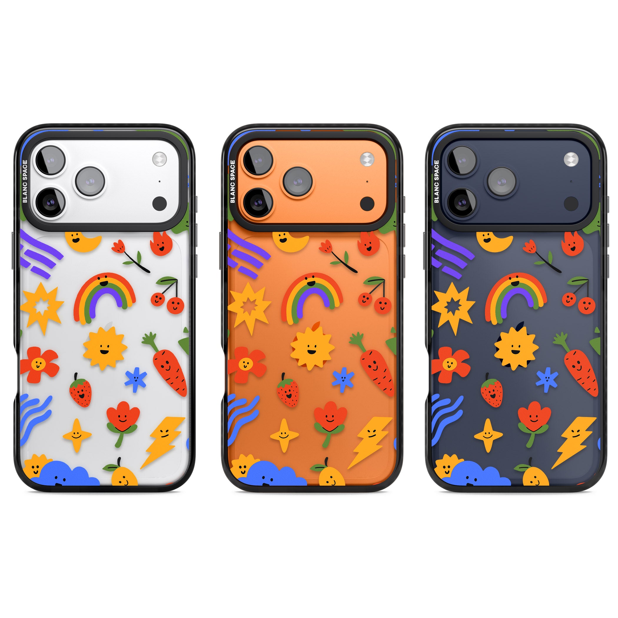 Colorful Kawaii Icons iPhone 17 Pro Impact Black Phone Case APT Impact Protection