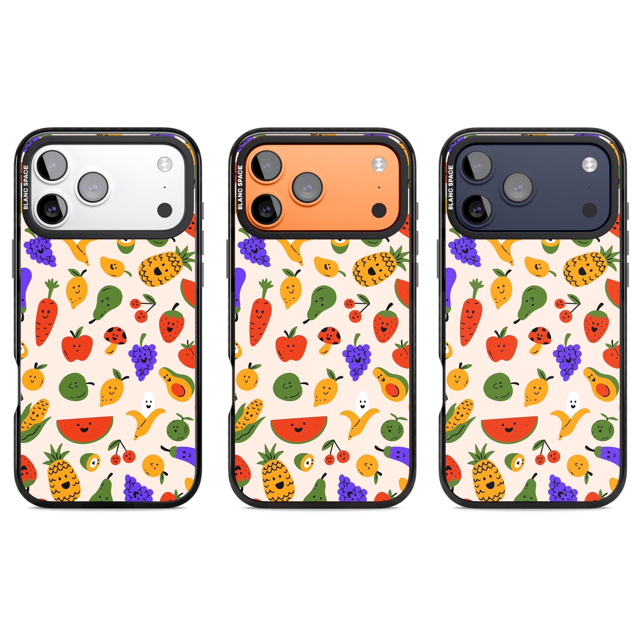 Kawaii Fruit iPhone 17 Pro Impact Black Phone Case APT Impact Protection