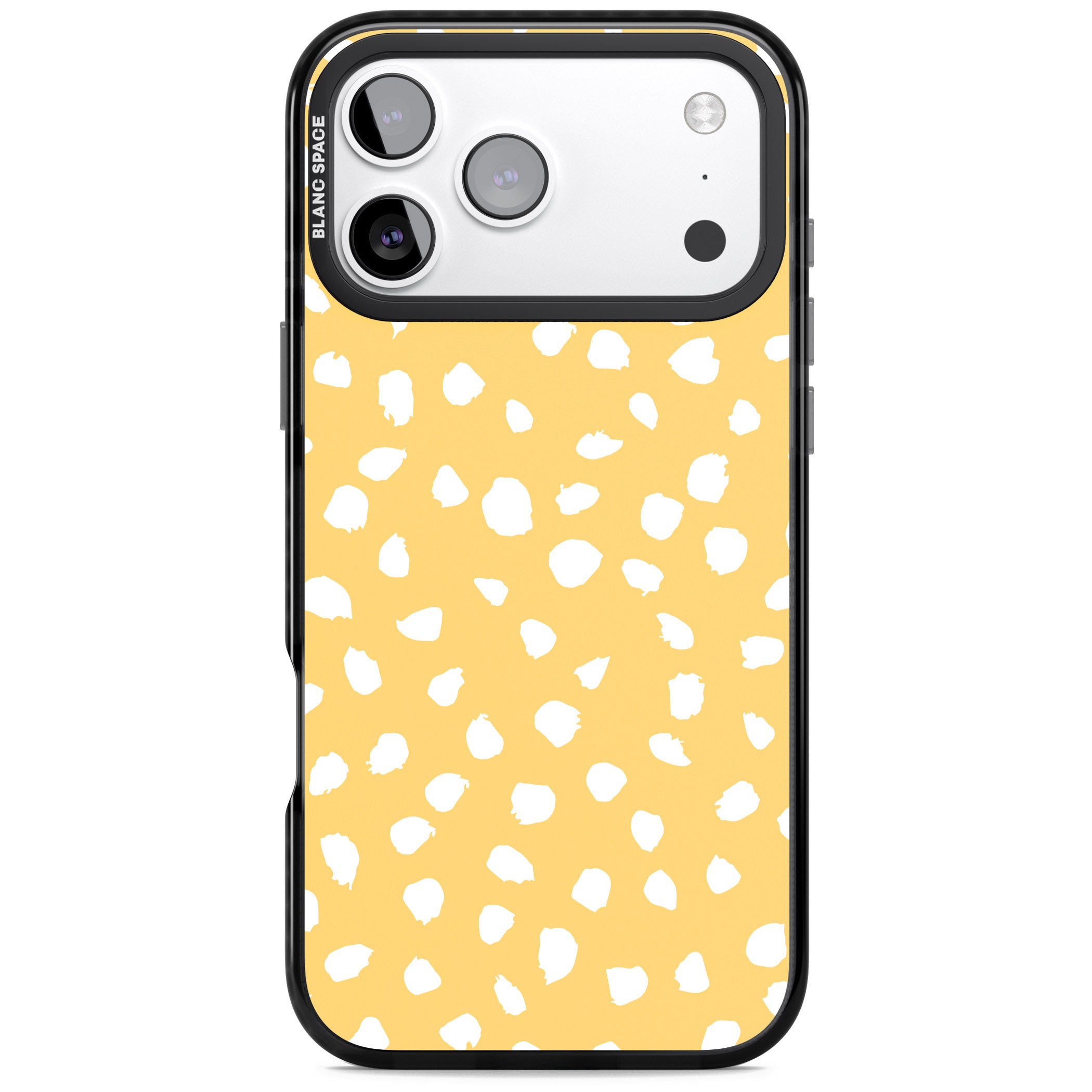 Yellow Dalmatian Dots iPhone 17 Pro Max Impact Black Phone Case
