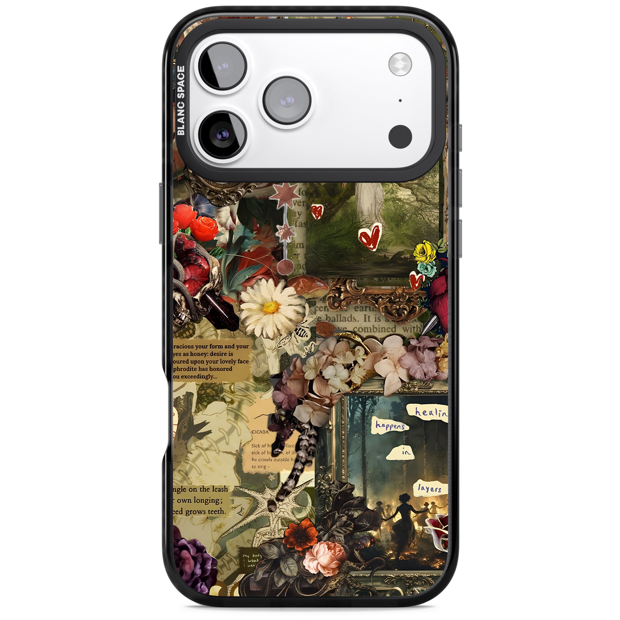 Textbook Romance Collage iPhone 17 Pro Max Impact Black Phone Case