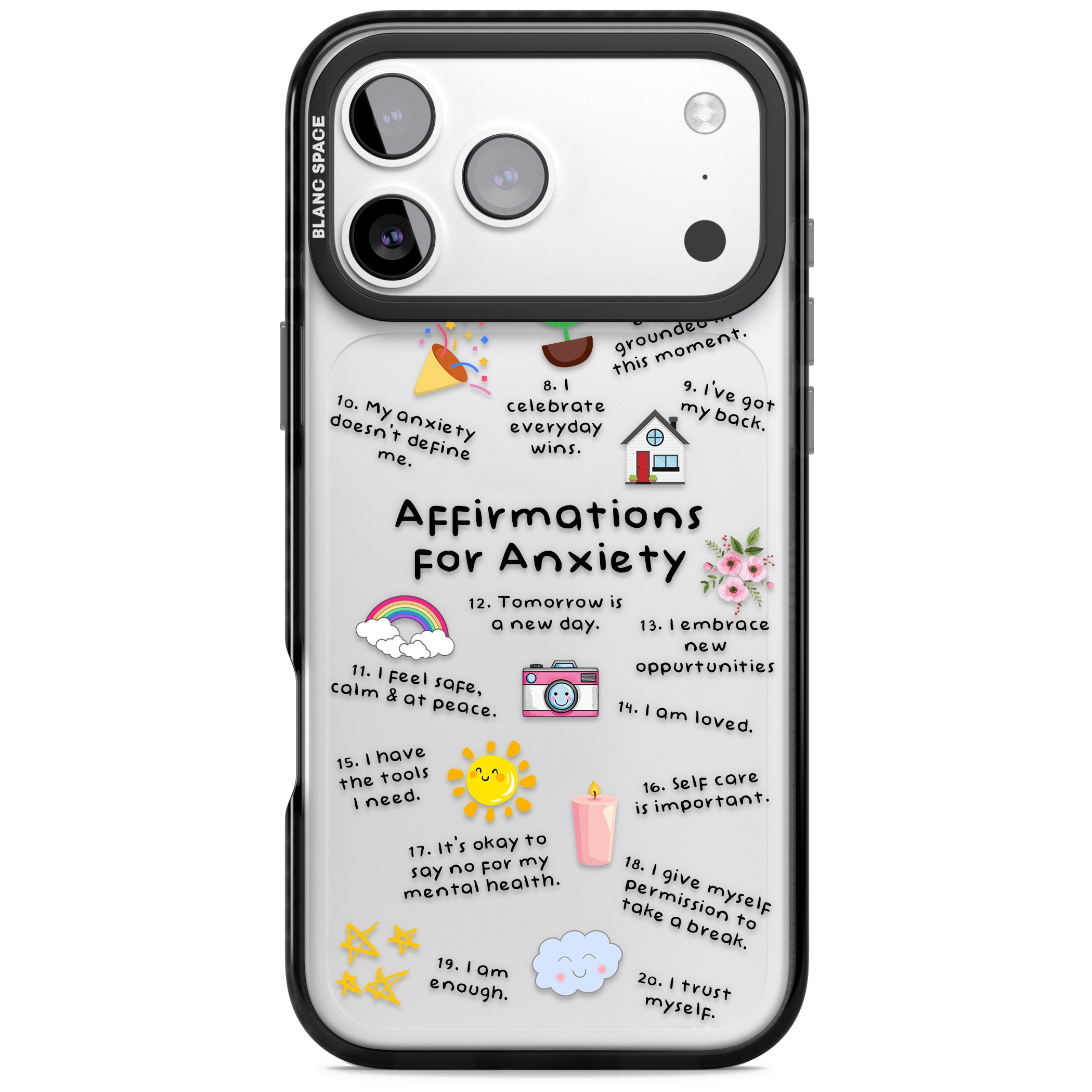 Anxiety Black Text iPhone 17 Pro Max Impact Black Phone Case