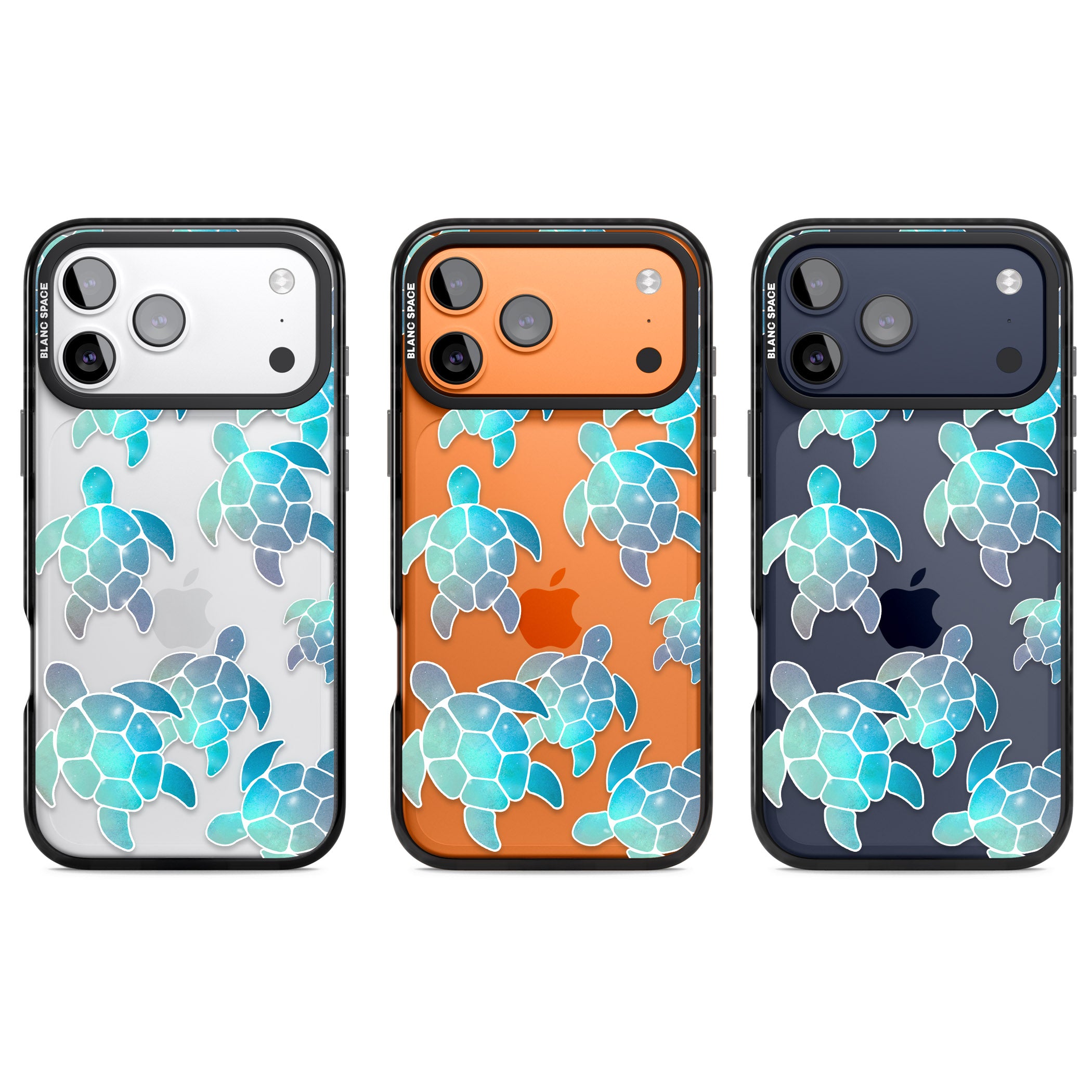 Aqua Space Turtles iPhone 17 Pro Impact Black Phone Case APT Impact Protection