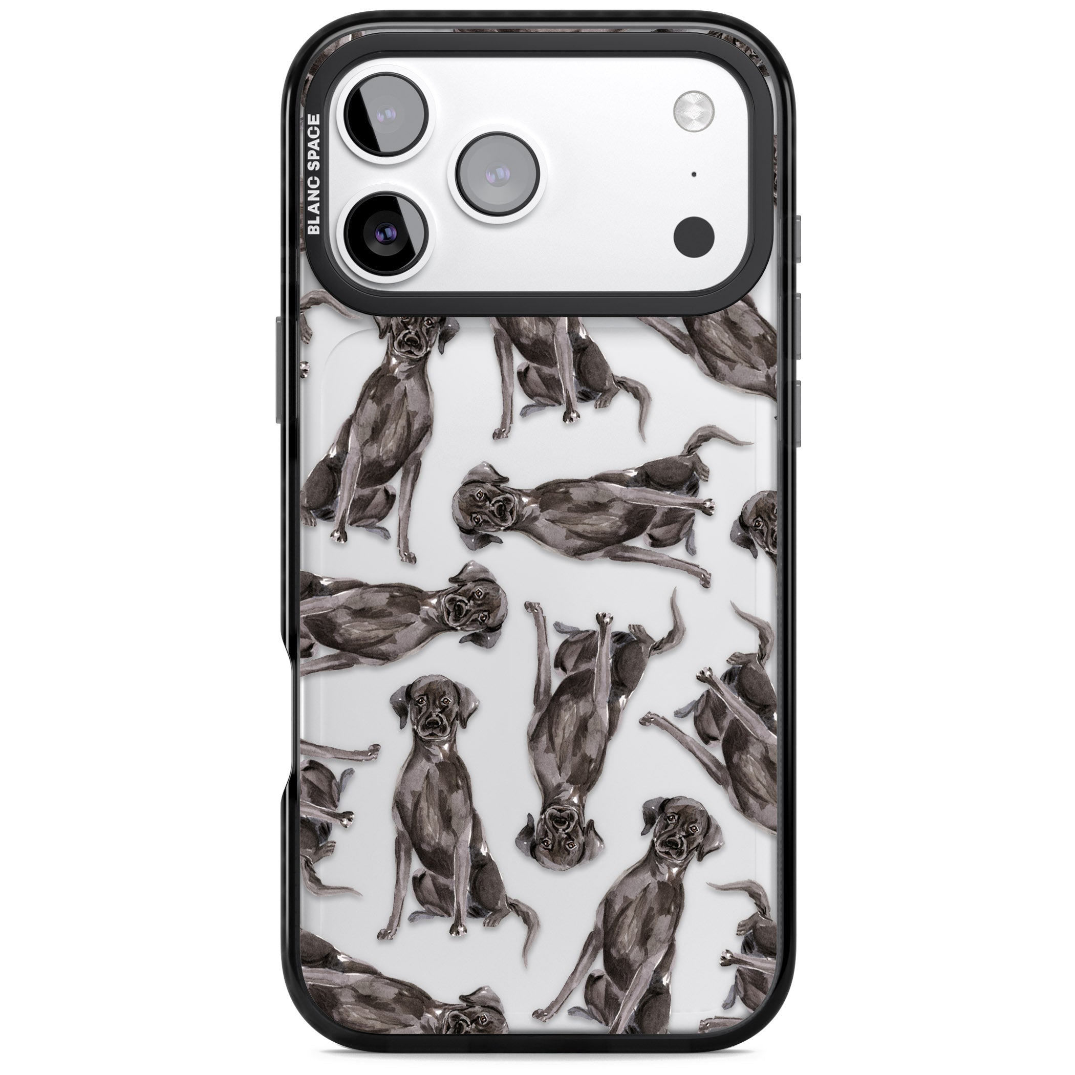 Black Labrador Watercolor Pattern iPhone 17 Pro Impact Black Phone Case