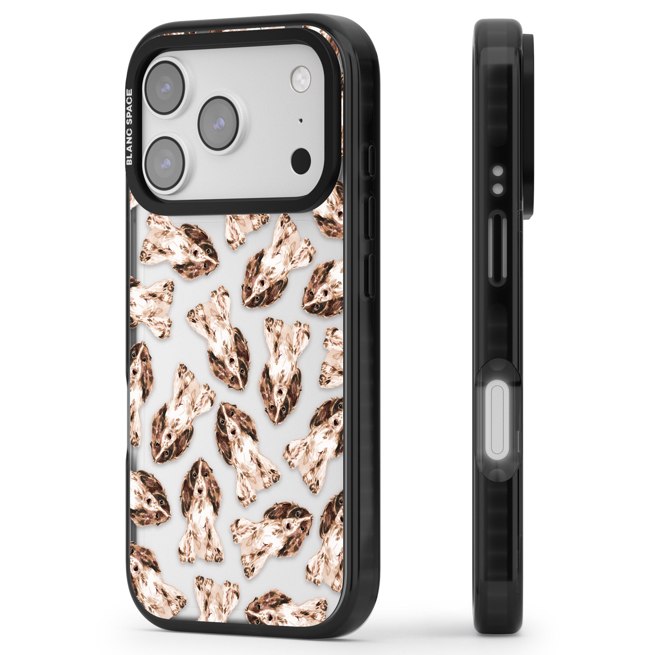 Cocker Spaniel (Brown) Watercolour Dog Pattern iPhone 17 Pro Max Impact Black Phone Case Side Profile