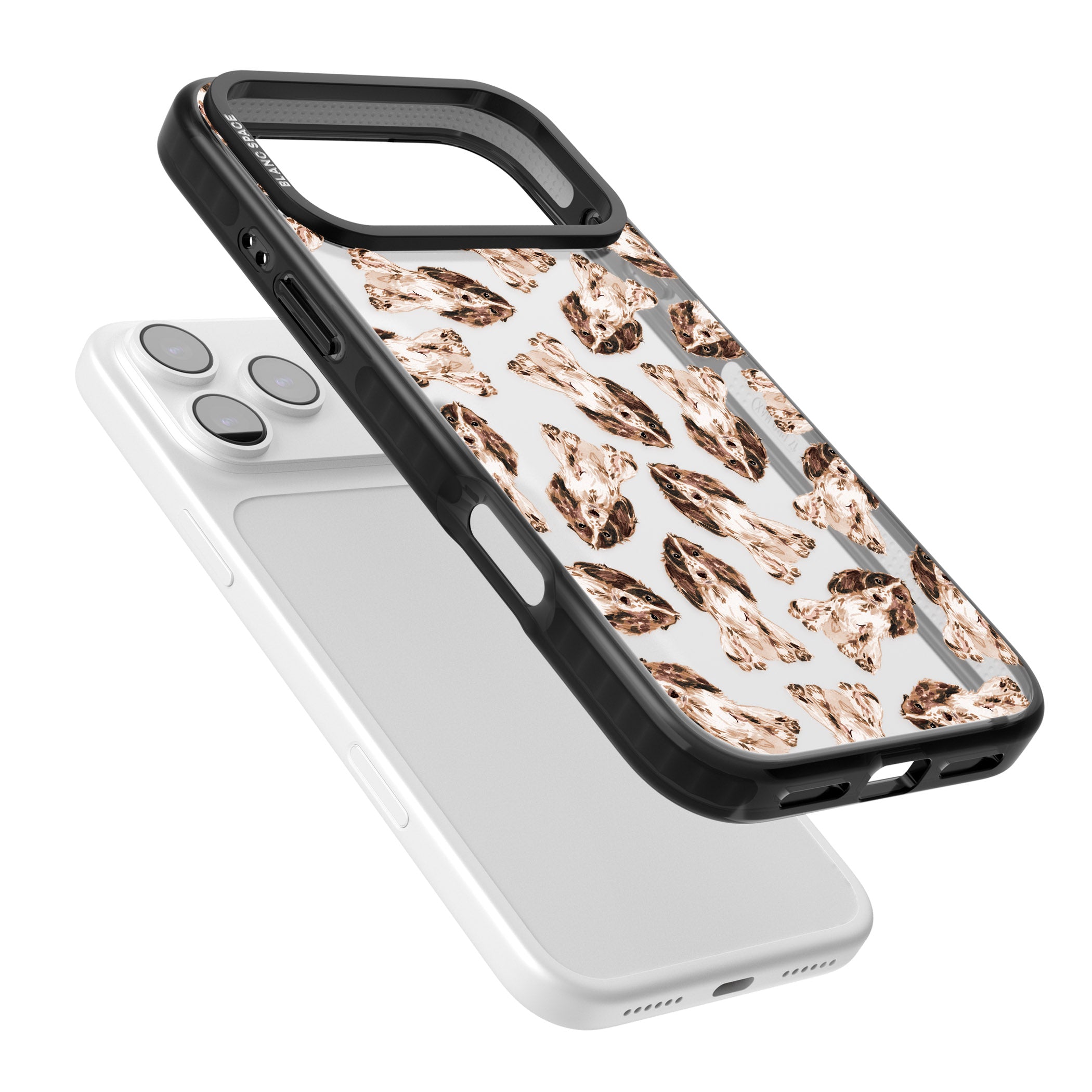 Cocker Spaniel (Brown) Watercolour Dog Pattern iPhone 17 Pro Max Impact Black Phone Case Colours