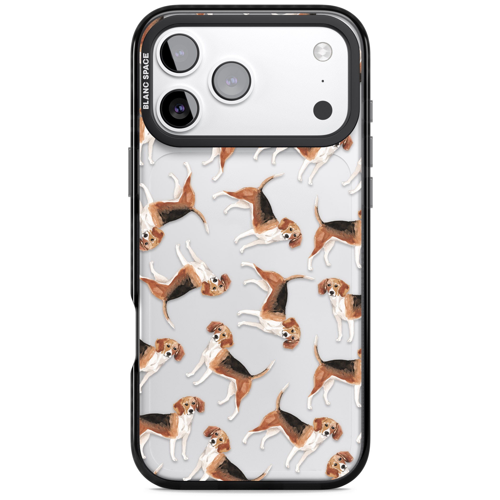 Beagle Watercolor Pattern iPhone 17 Pro Max Impact Black Phone Case