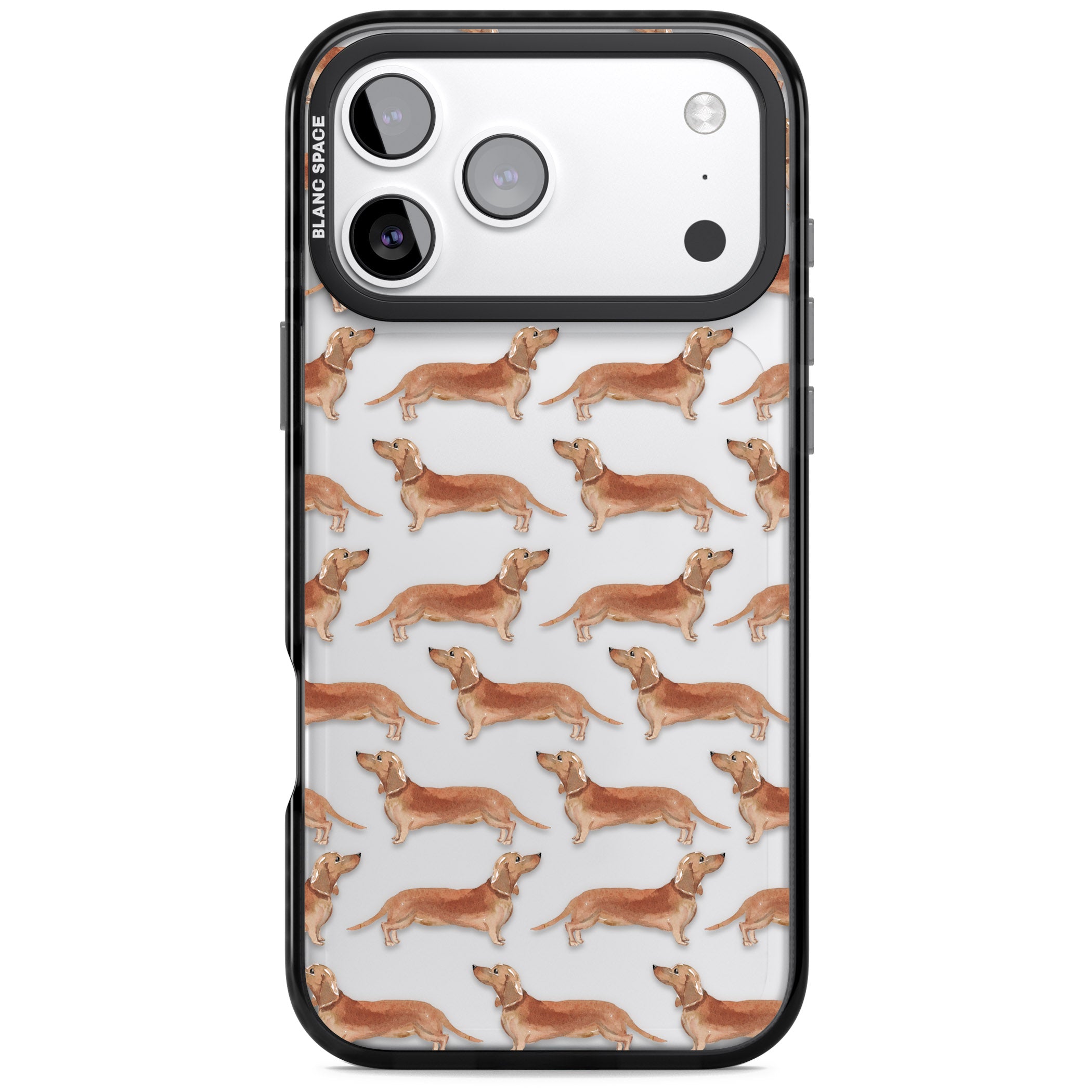 Dachshund Watercolor Dog Pattern iPhone 17 Pro Impact Black Phone Case