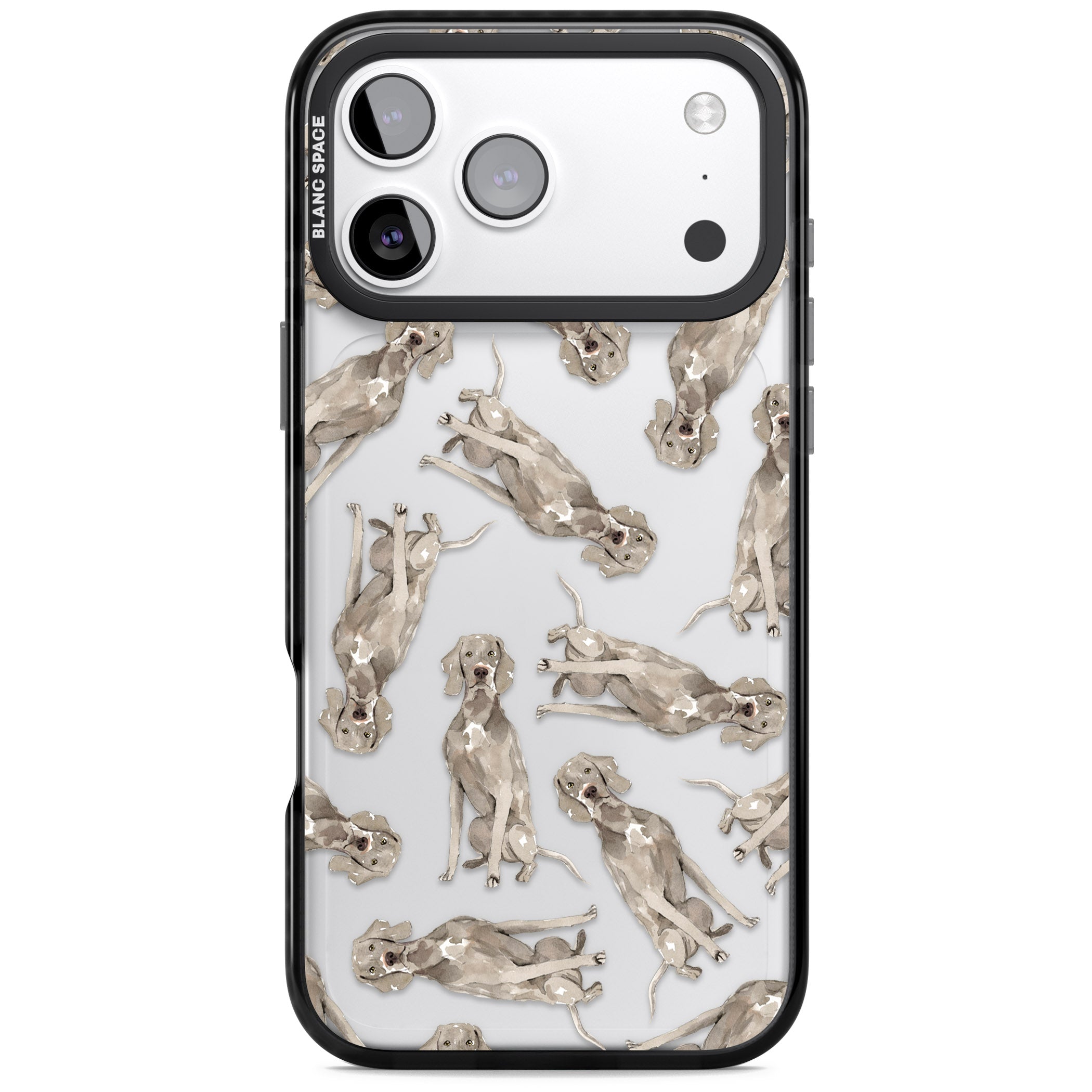 Weimaraner Watercolor Dog iPhone 17 Pro Impact Black Phone Case