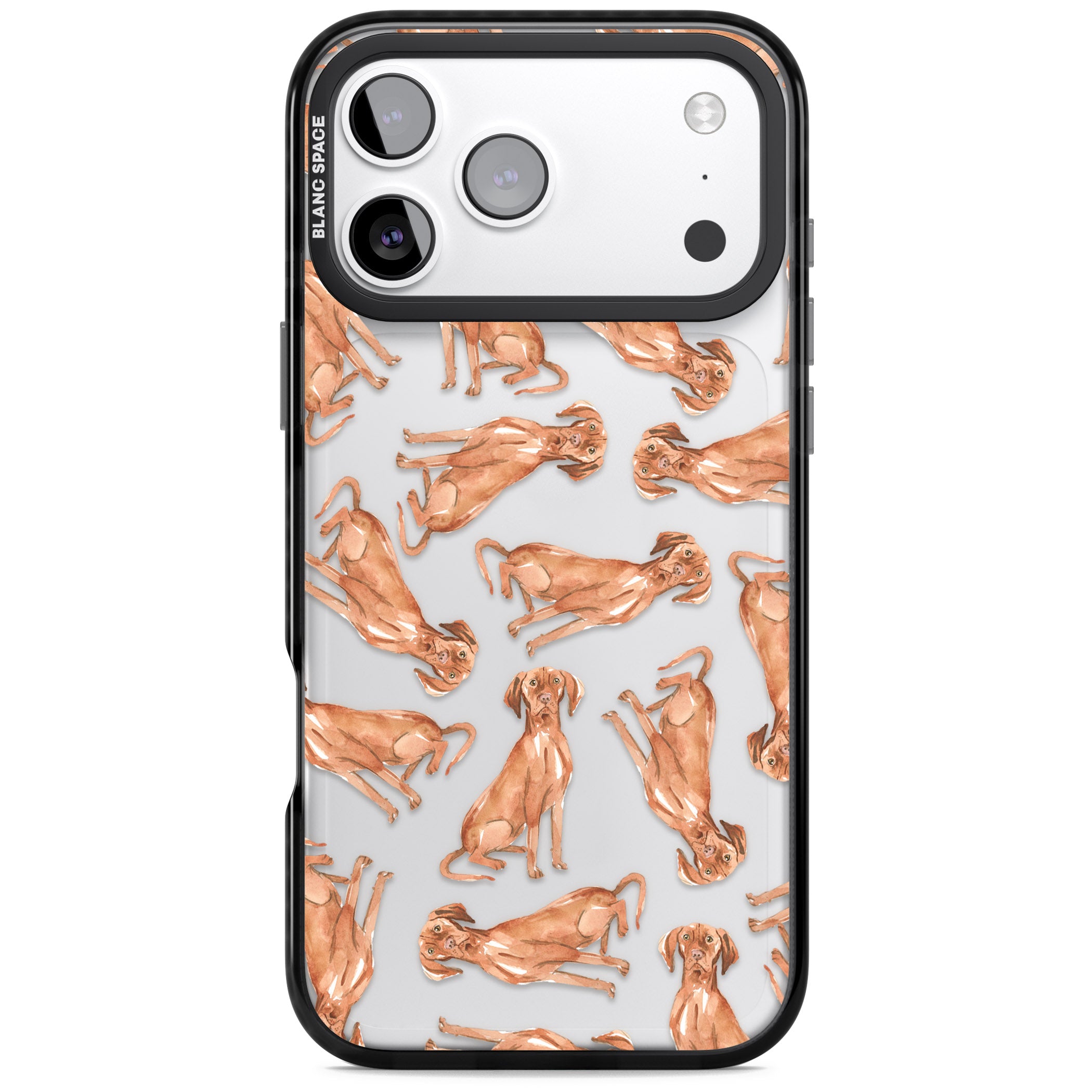 Hungarian Vizsla Watercolor Pattern iPhone 17 Pro Max Impact Black Phone Case
