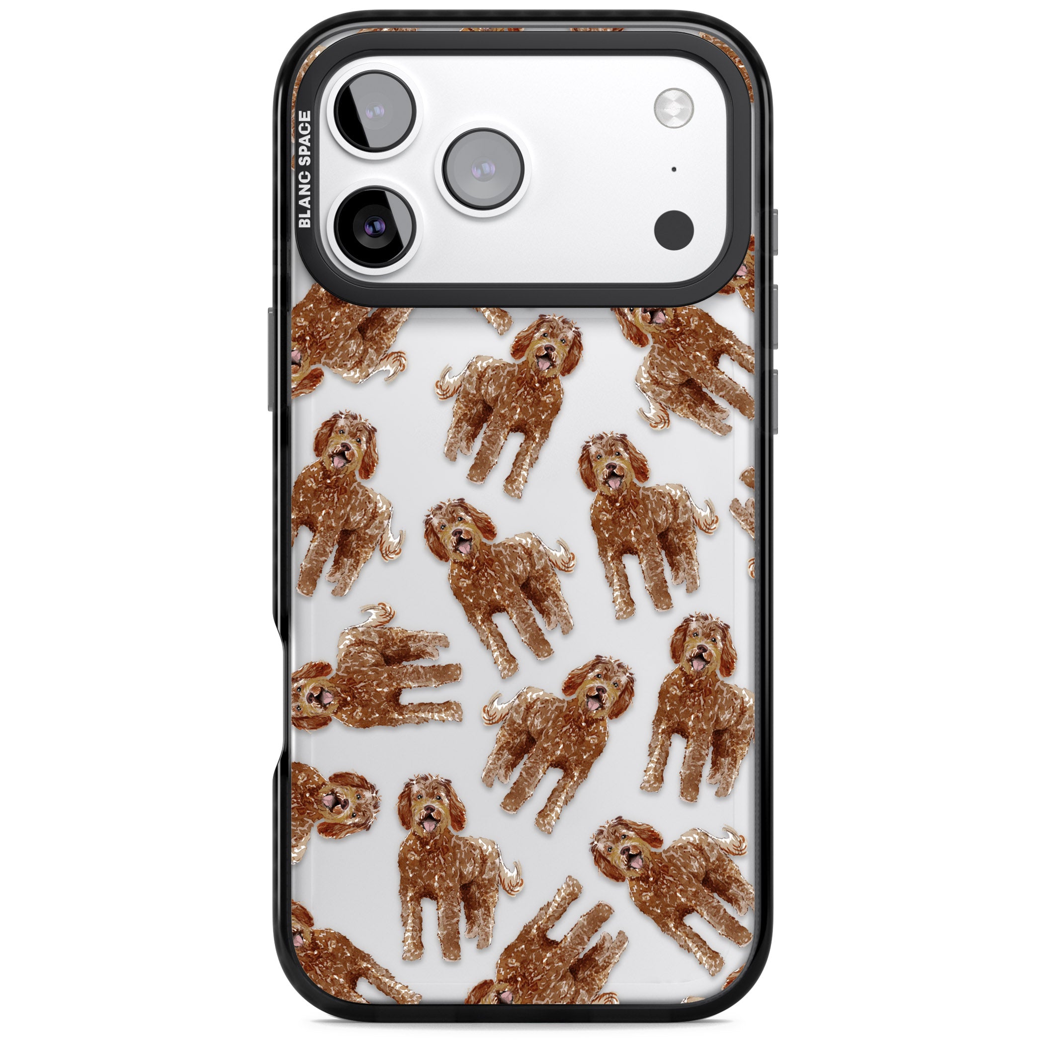 Labradoodle Brown Pattern iPhone 17 Pro Impact Black Phone Case
