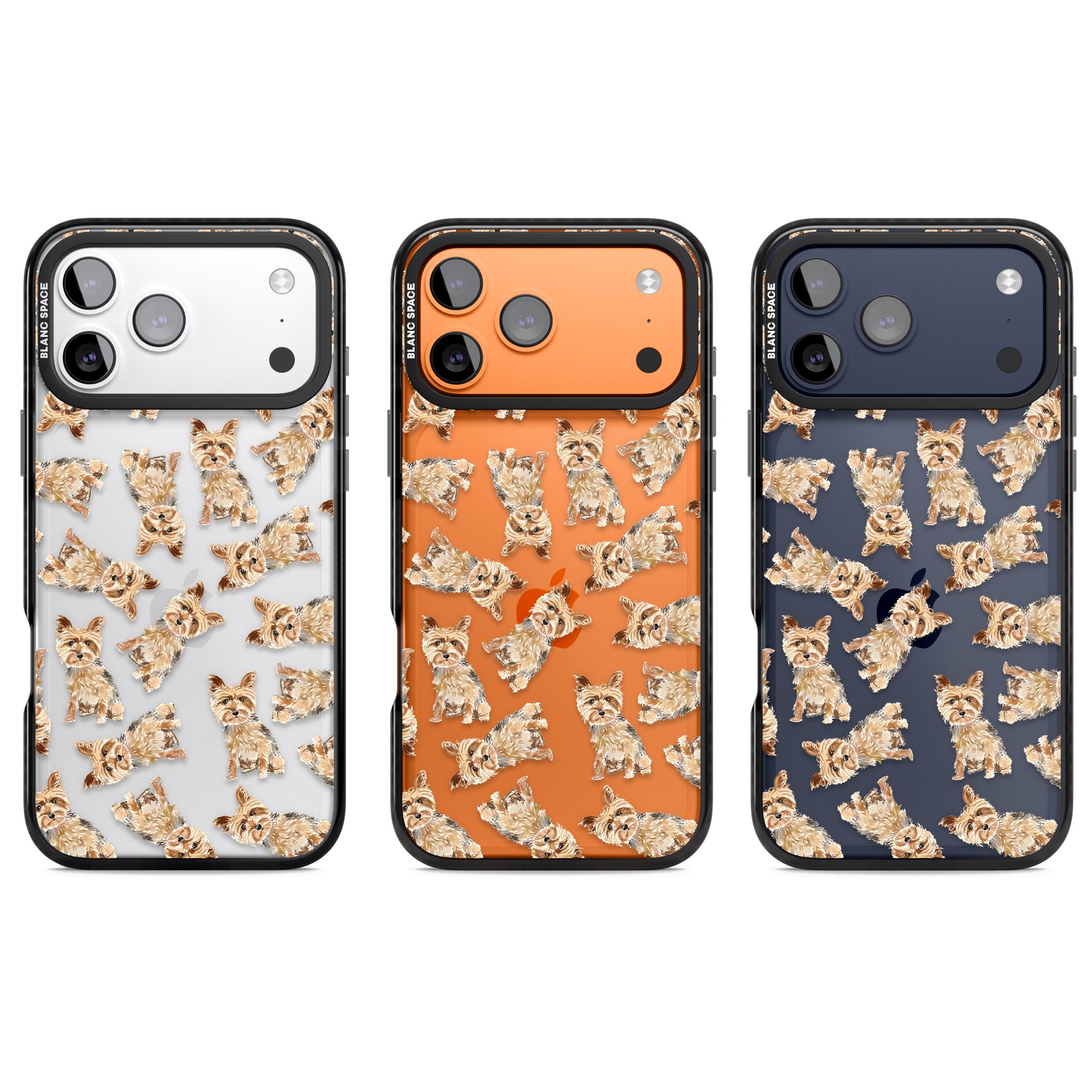 Yorkshire Terrier Dog Pattern iPhone 17 Pro Impact Black Phone Case APT Impact Protection