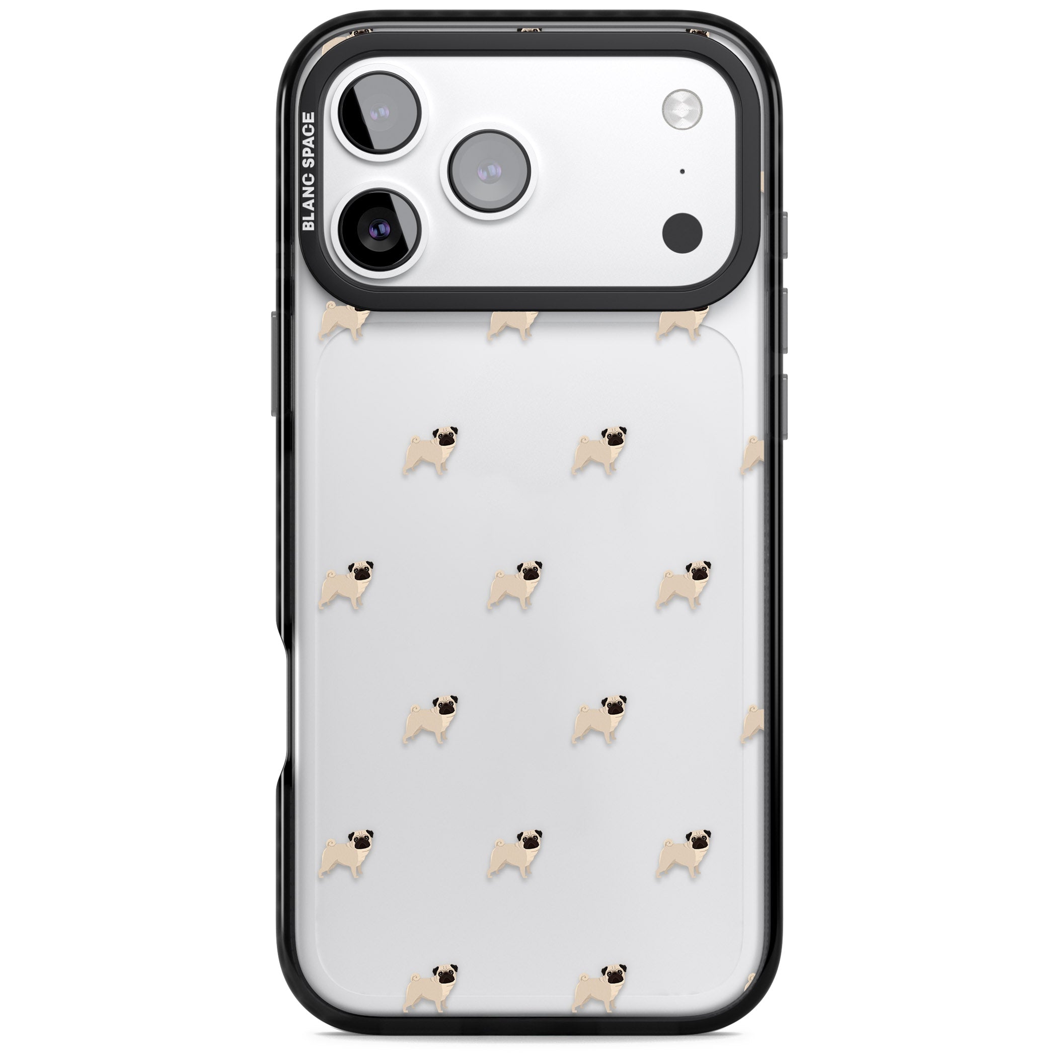 Pug Pattern iPhone 17 Pro Impact Black Phone Case