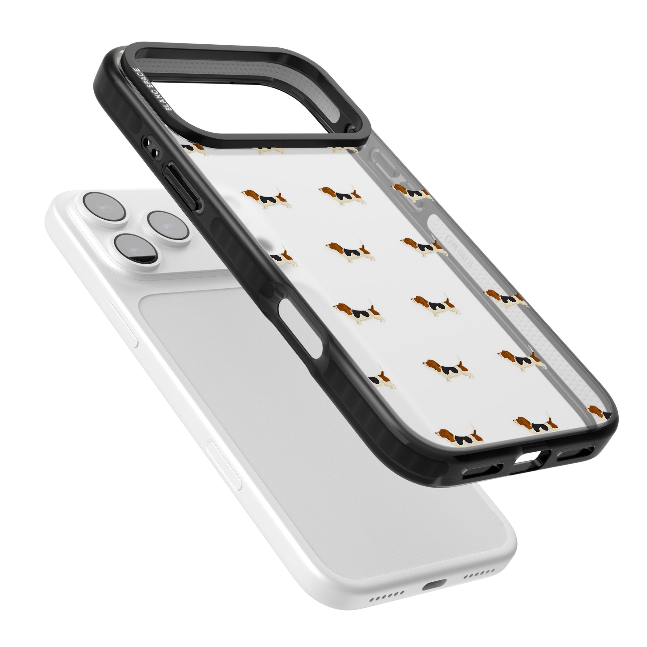 Basset Hound Pattern iPhone 17 Pro Max Impact Black Phone Case Colours
