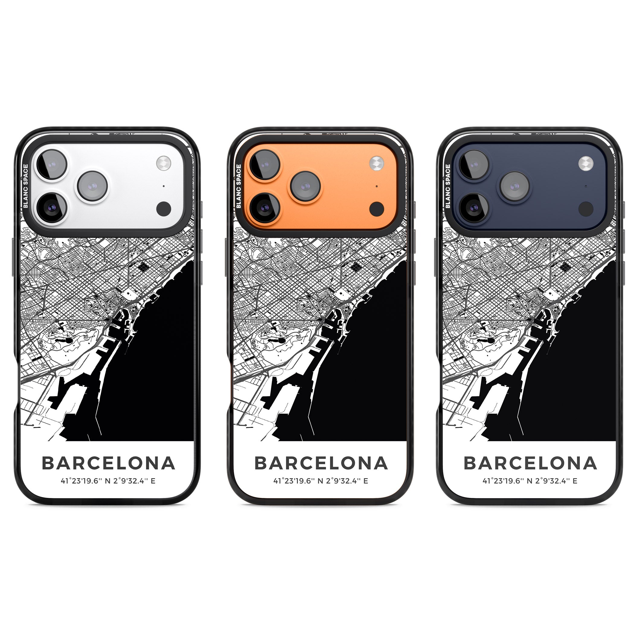 Barcelona Map iPhone 17 Pro Impact Black Phone Case APT Impact Protection