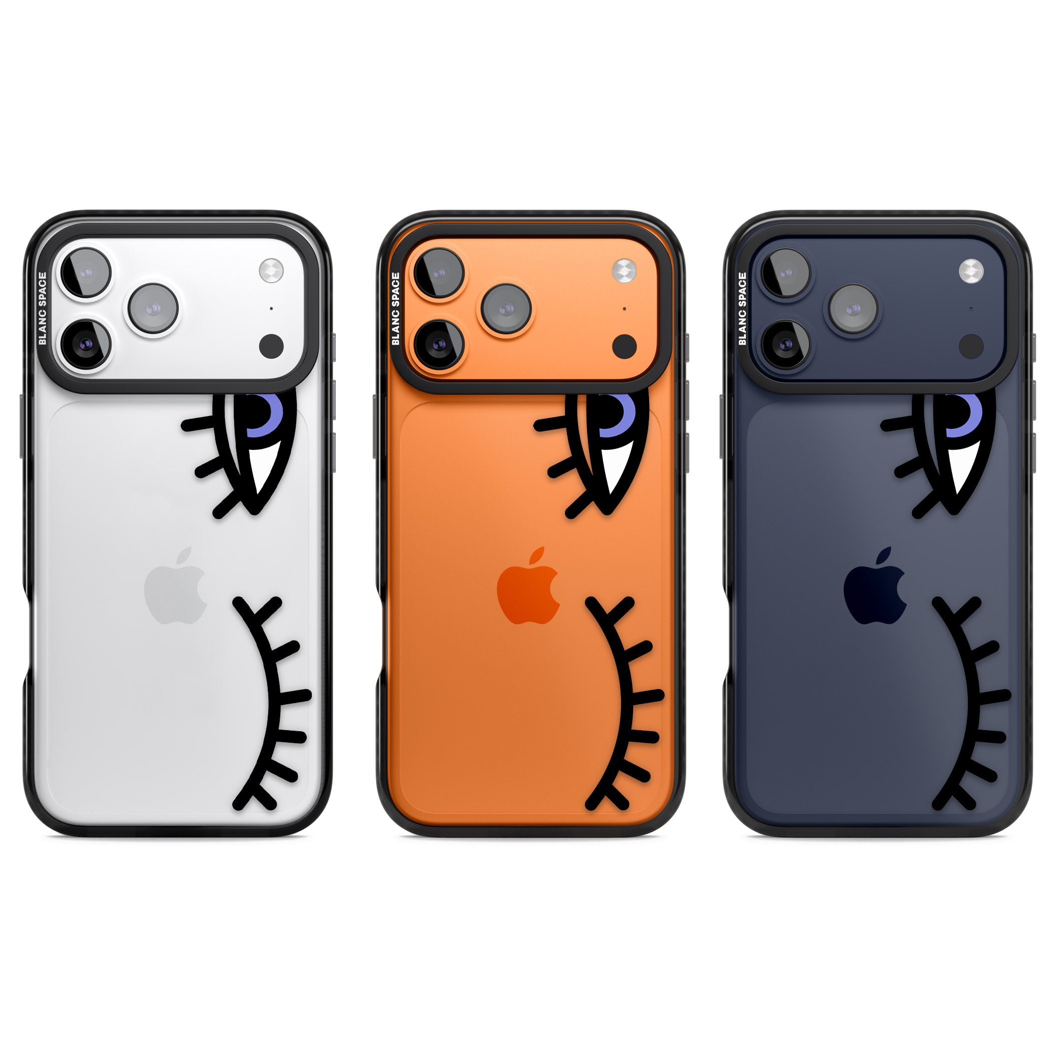 Winking Eyes Transparent Pattern iPhone 17 Pro Impact Black Phone Case APT Impact Protection