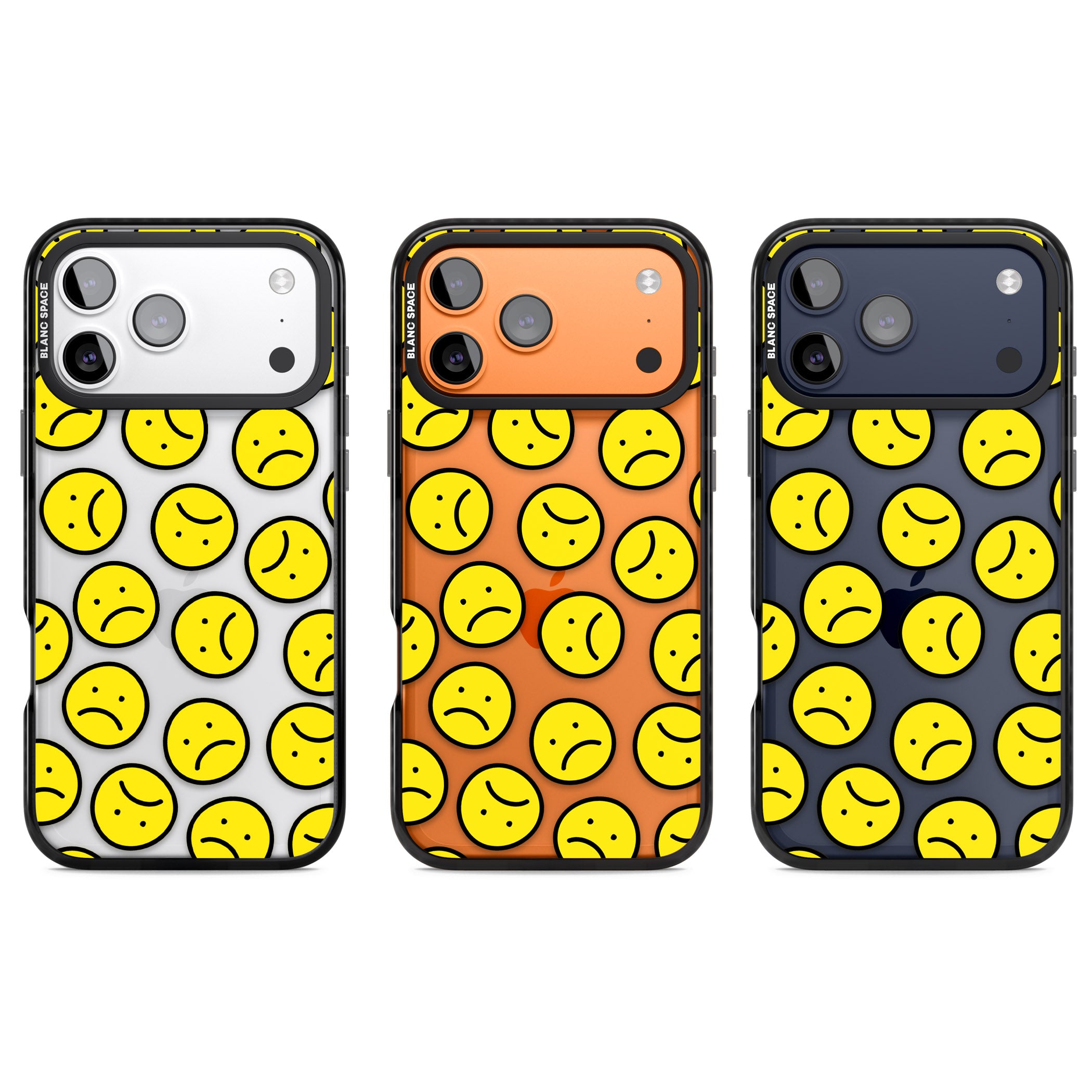 Sad Face Clear Pattern iPhone 17 Pro Impact Black Phone Case APT Impact Protection