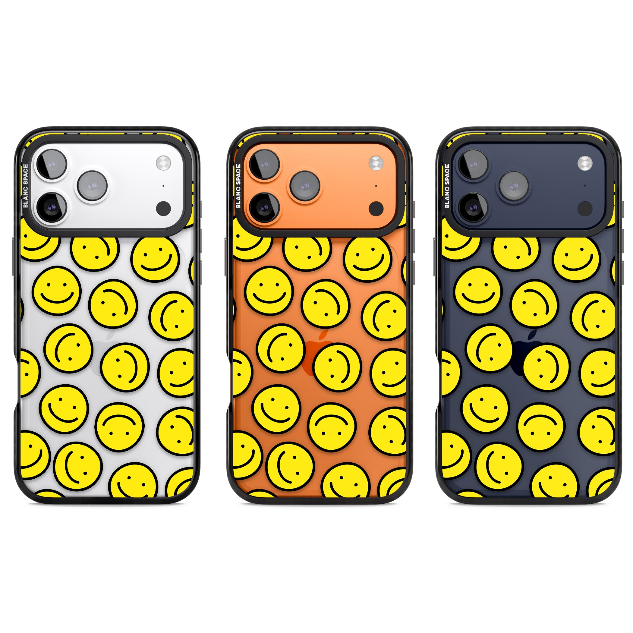 Smiley Face Pattern iPhone 17 Pro Impact Black Phone Case APT Impact Protection