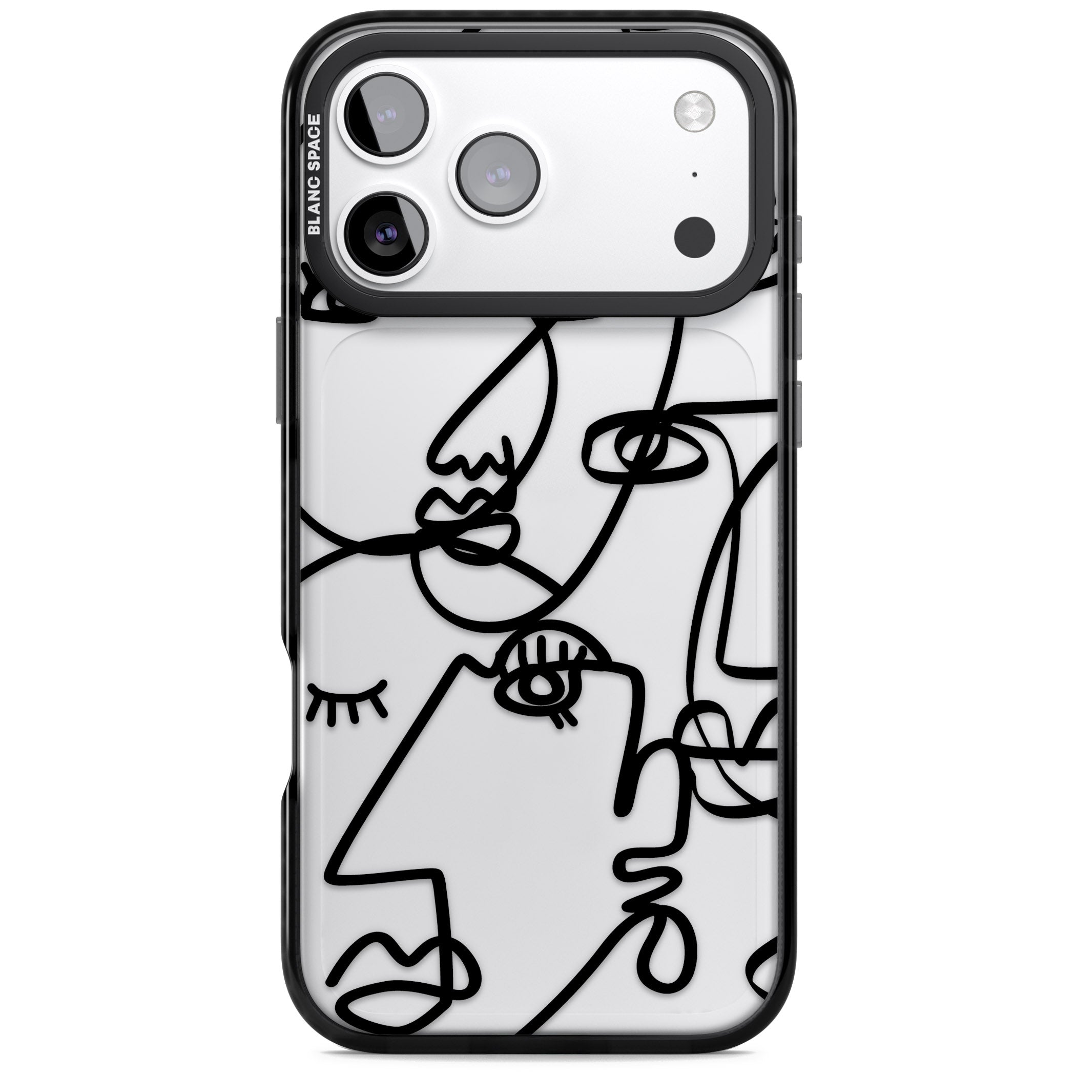 Abstract Line Art Black Clear iPhone 17 Pro Max Impact Black Phone Case