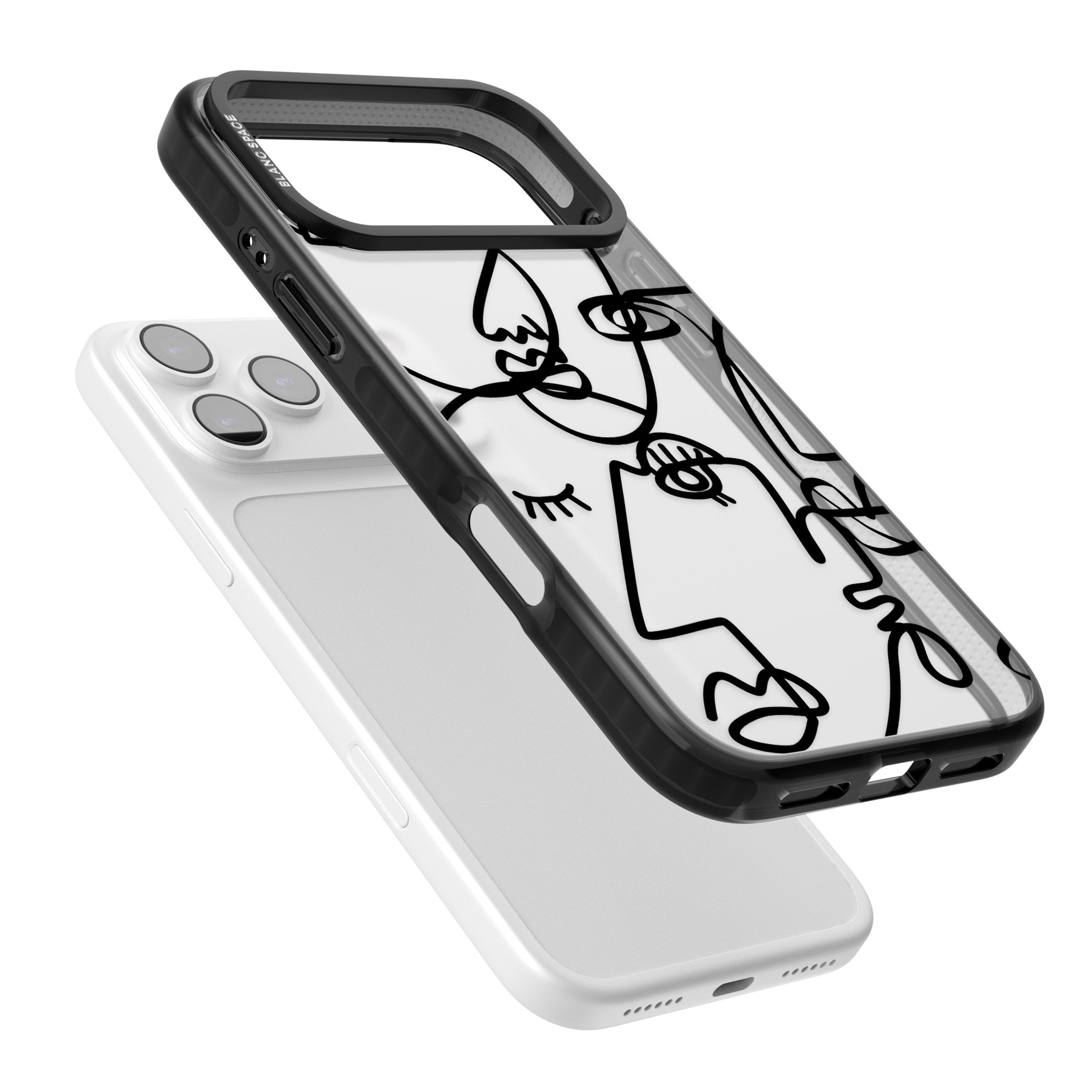 Abstract Line Art Black Clear iPhone 17 Pro Max Impact Black Phone Case Colours