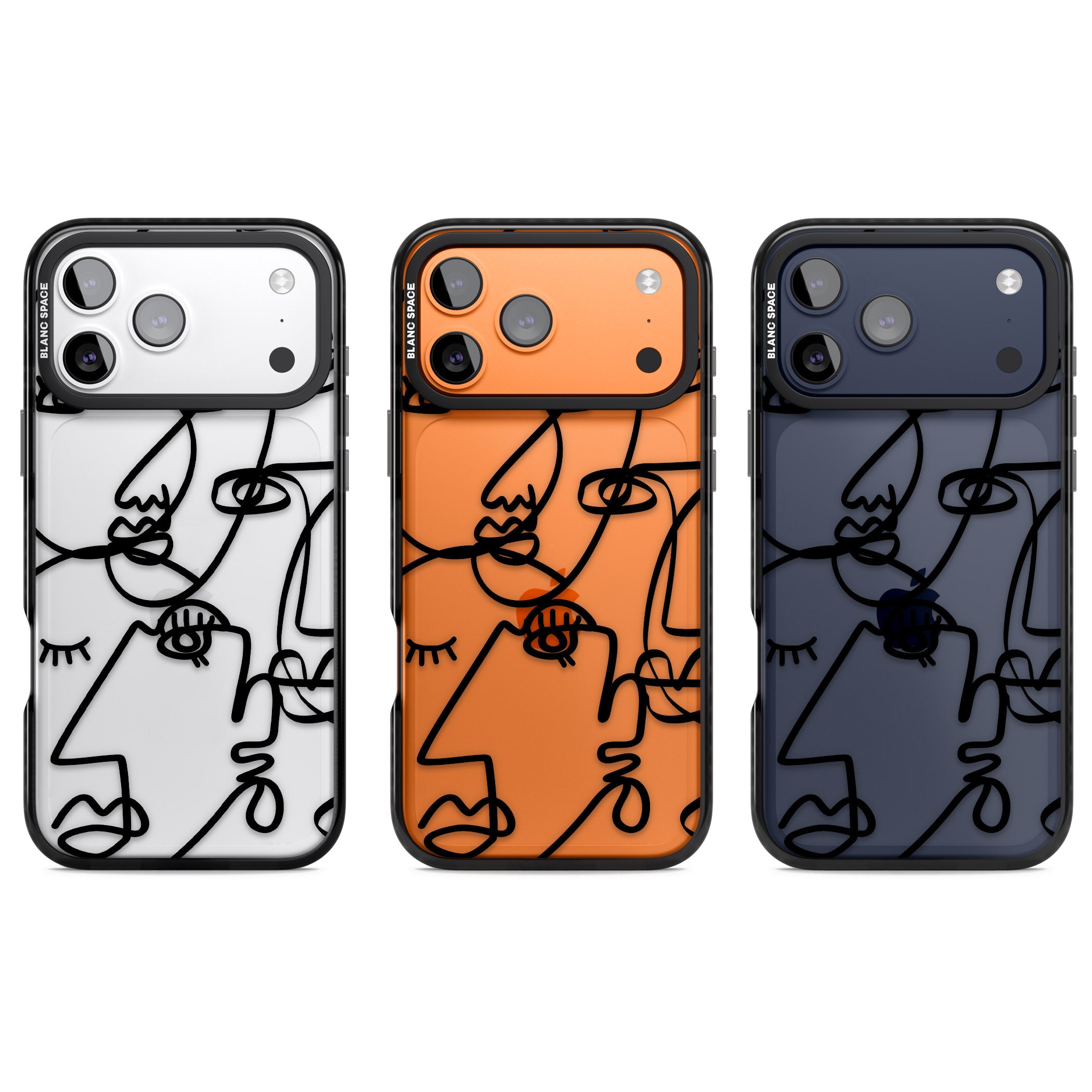 Abstract Line Art Black Clear iPhone 17 Pro Impact Black Phone Case APT Impact Protection