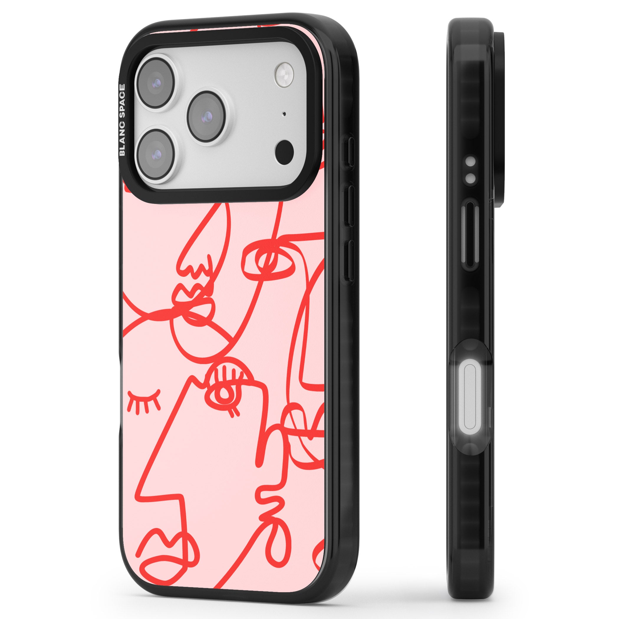 Red Line Art iPhone 17 Pro Impact Black Phone Case Side Profile