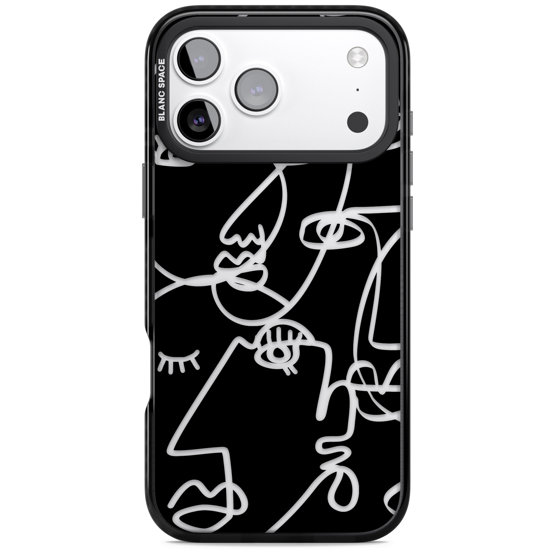 Abstract Line Art Clear Black iPhone 17 Pro Impact Black Phone Case