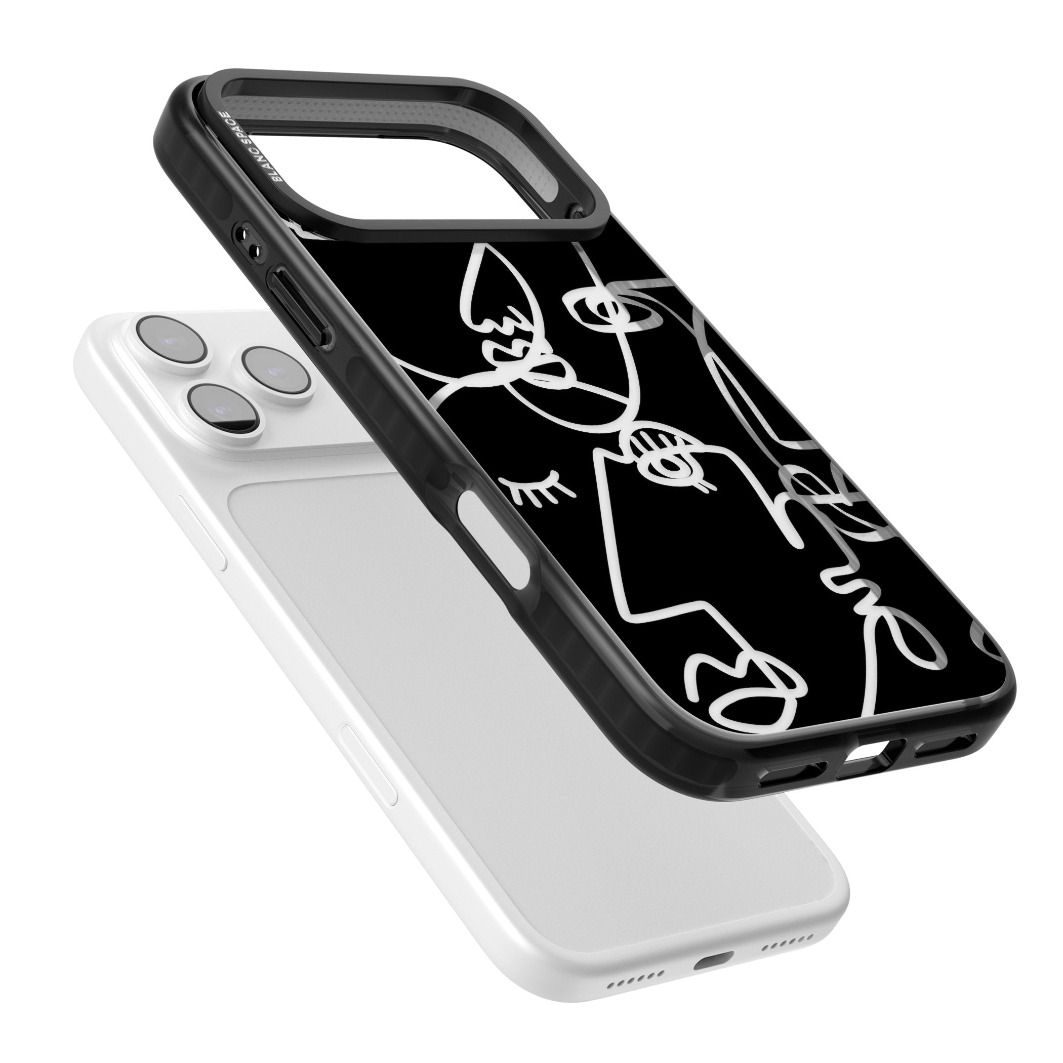 Abstract Line Art Clear Black iPhone 17 Pro Max Impact Black Phone Case Colours