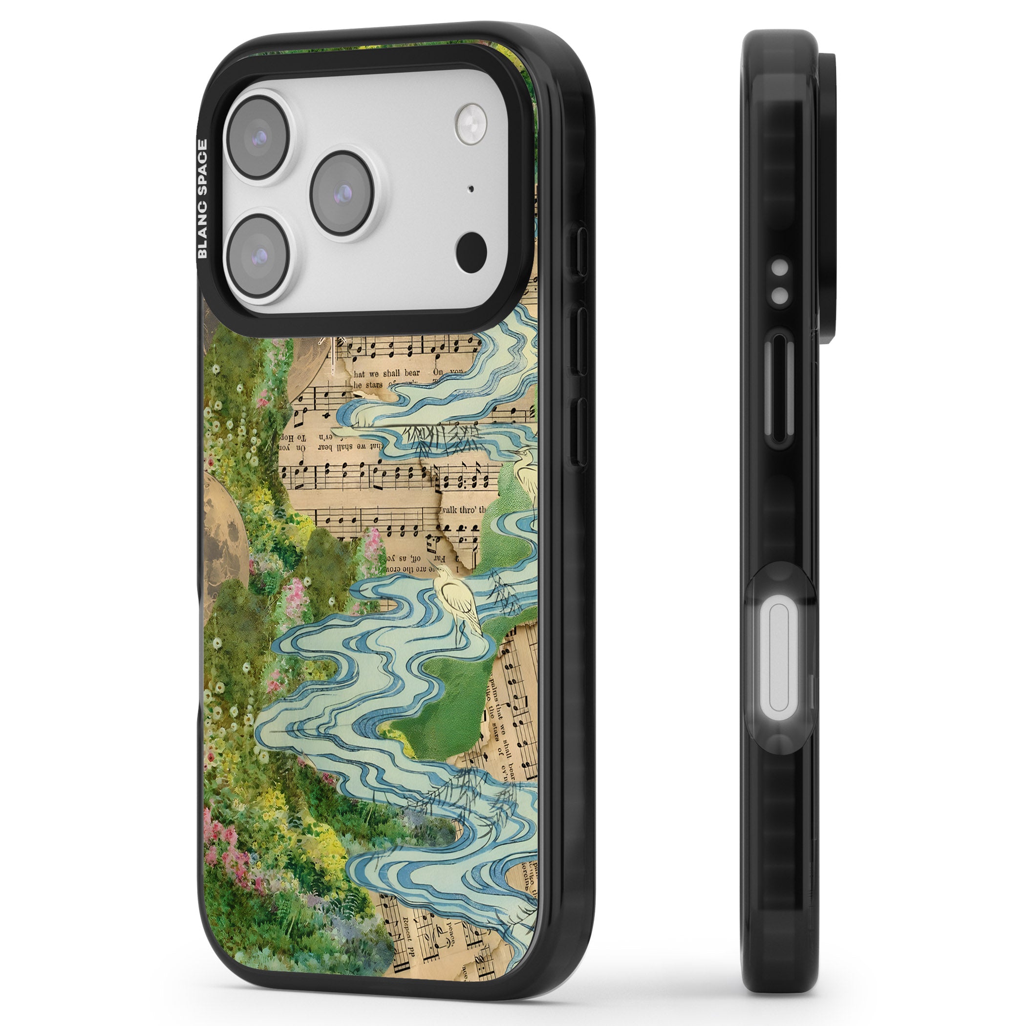 Musical River iPhone 17 Pro Impact Black Phone Case Side Profile
