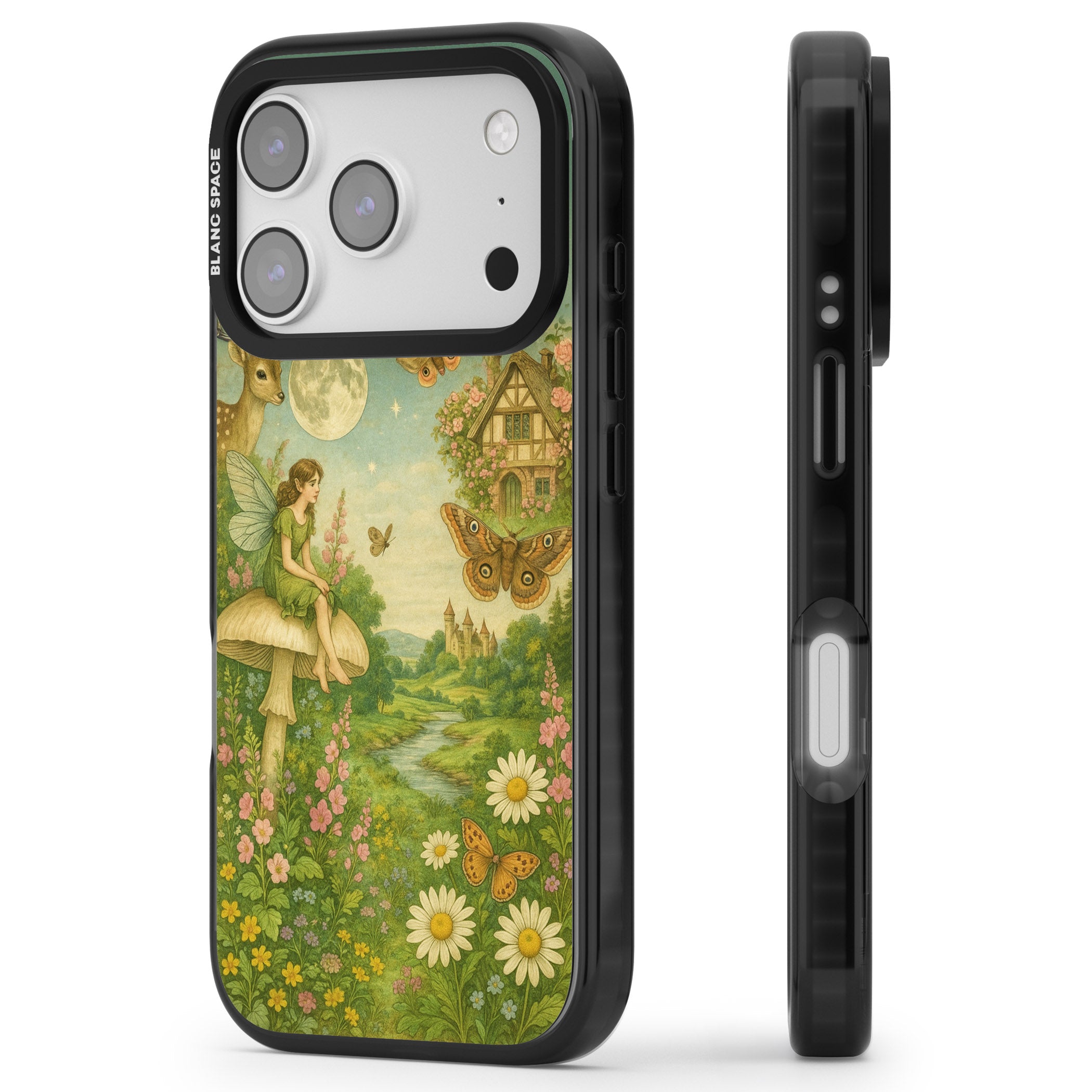 Cottage Fairy iPhone 17 Pro Impact Black Phone Case Side Profile
