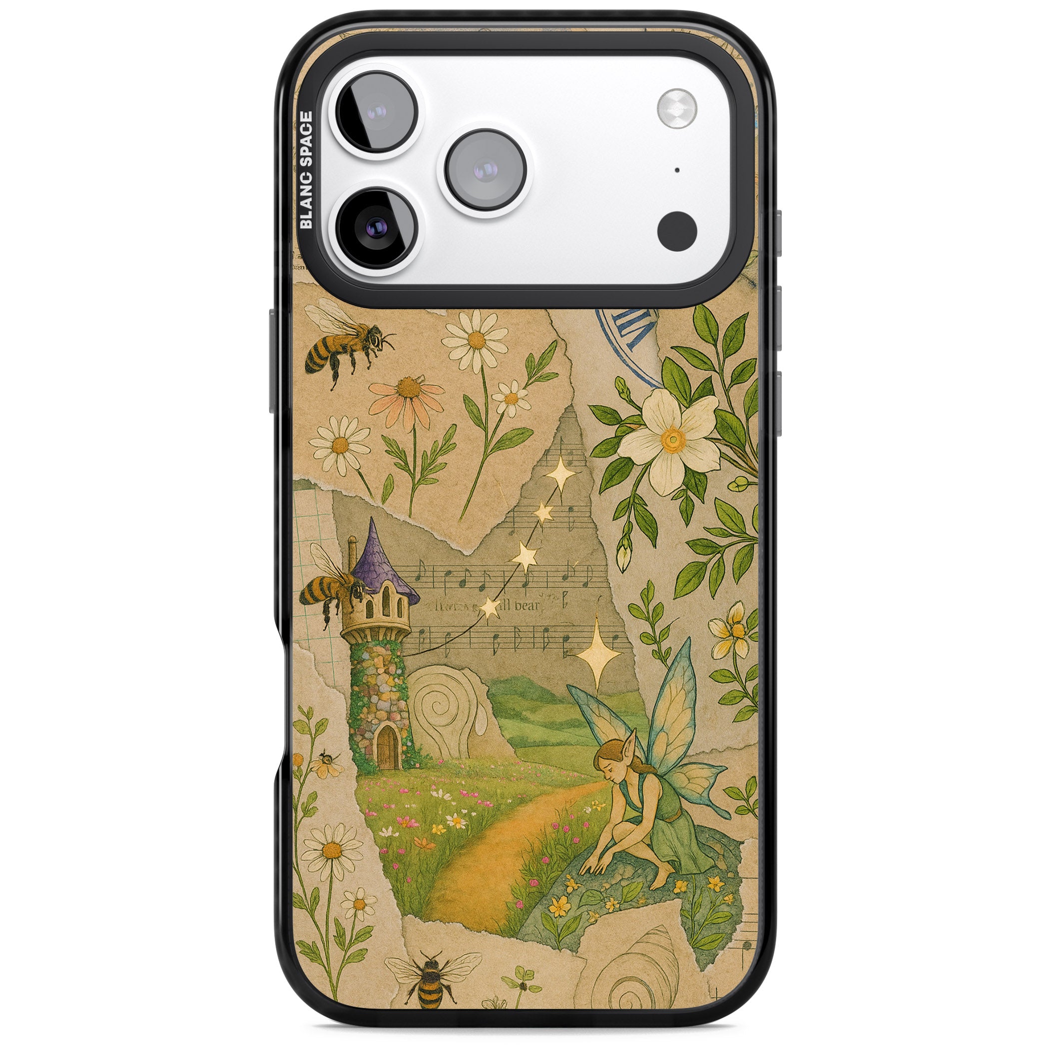 Floral Fairy Collage iPhone 17 Pro Max Impact Black Phone Case