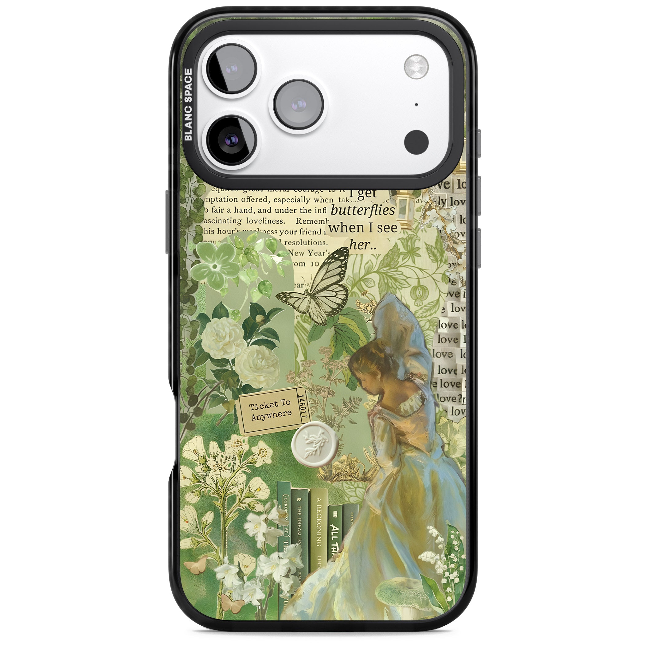 Vintage Green Fairy iPhone 17 Pro Impact Black Phone Case