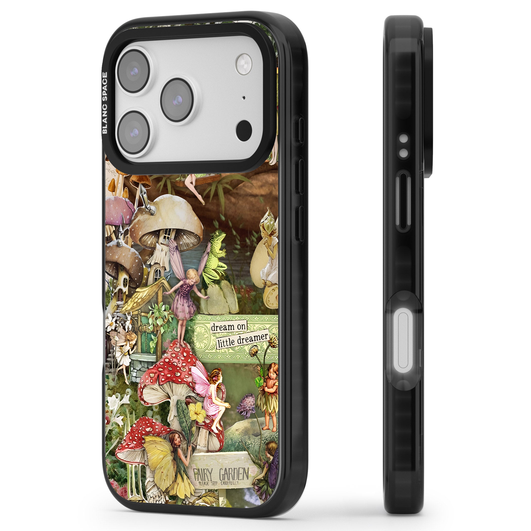 Dreamy Garden iPhone 17 Pro Impact Black Phone Case Side Profile