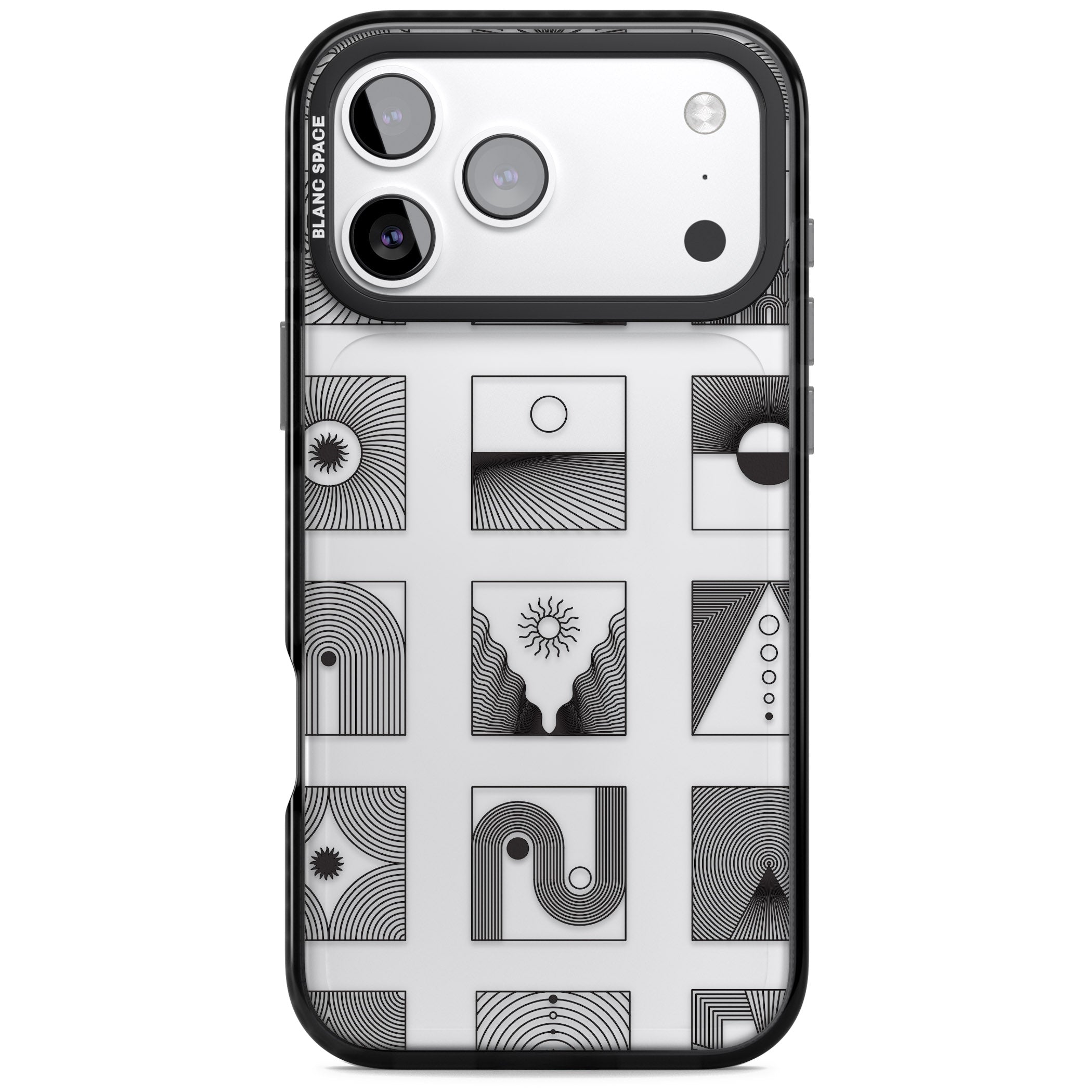 Geometric Pattern Trio: Artistic Blend iPhone 17 Pro Impact Black Phone Case