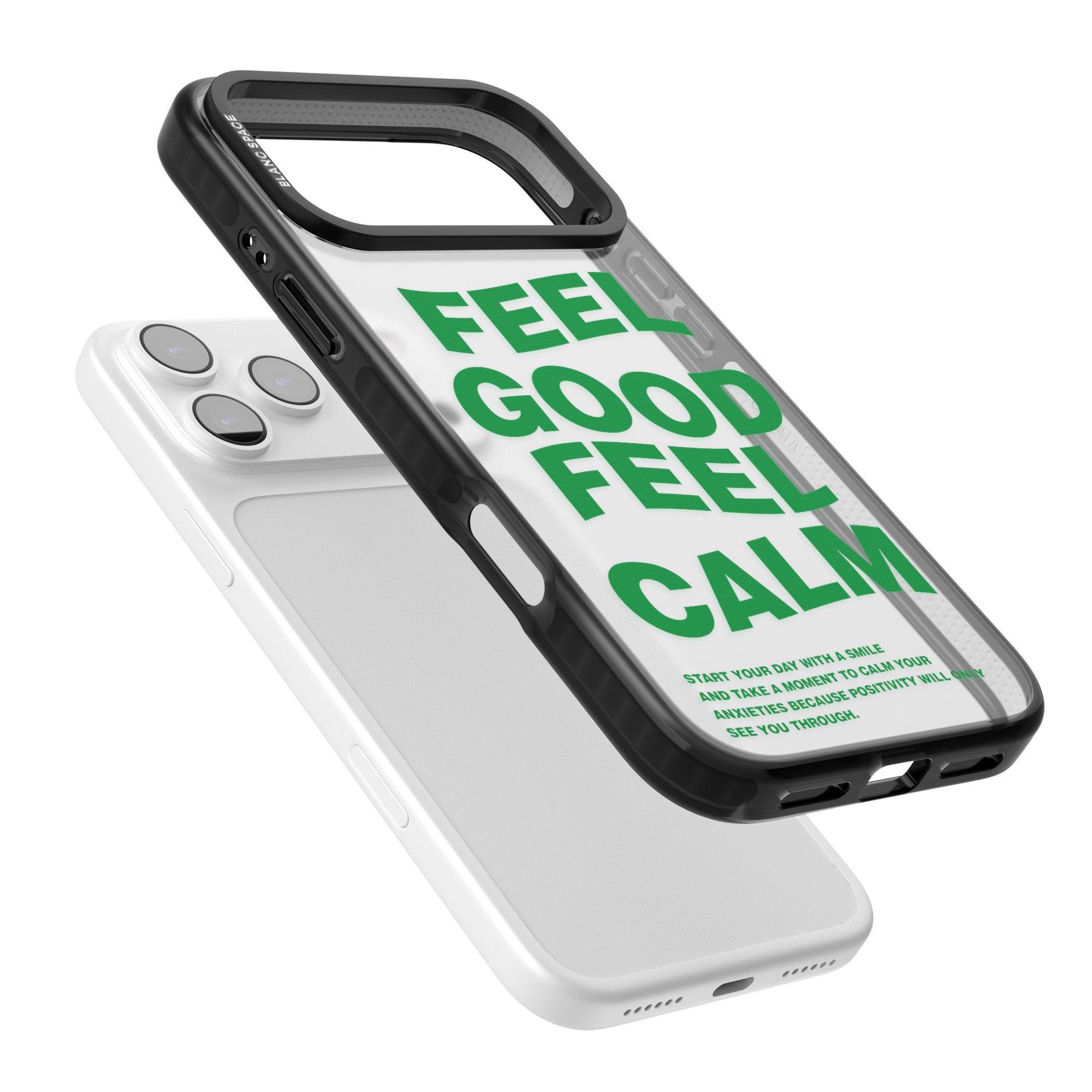 Feel Good Feel Calm (Green) iPhone 17 Pro Impact Black Phone Case Colours