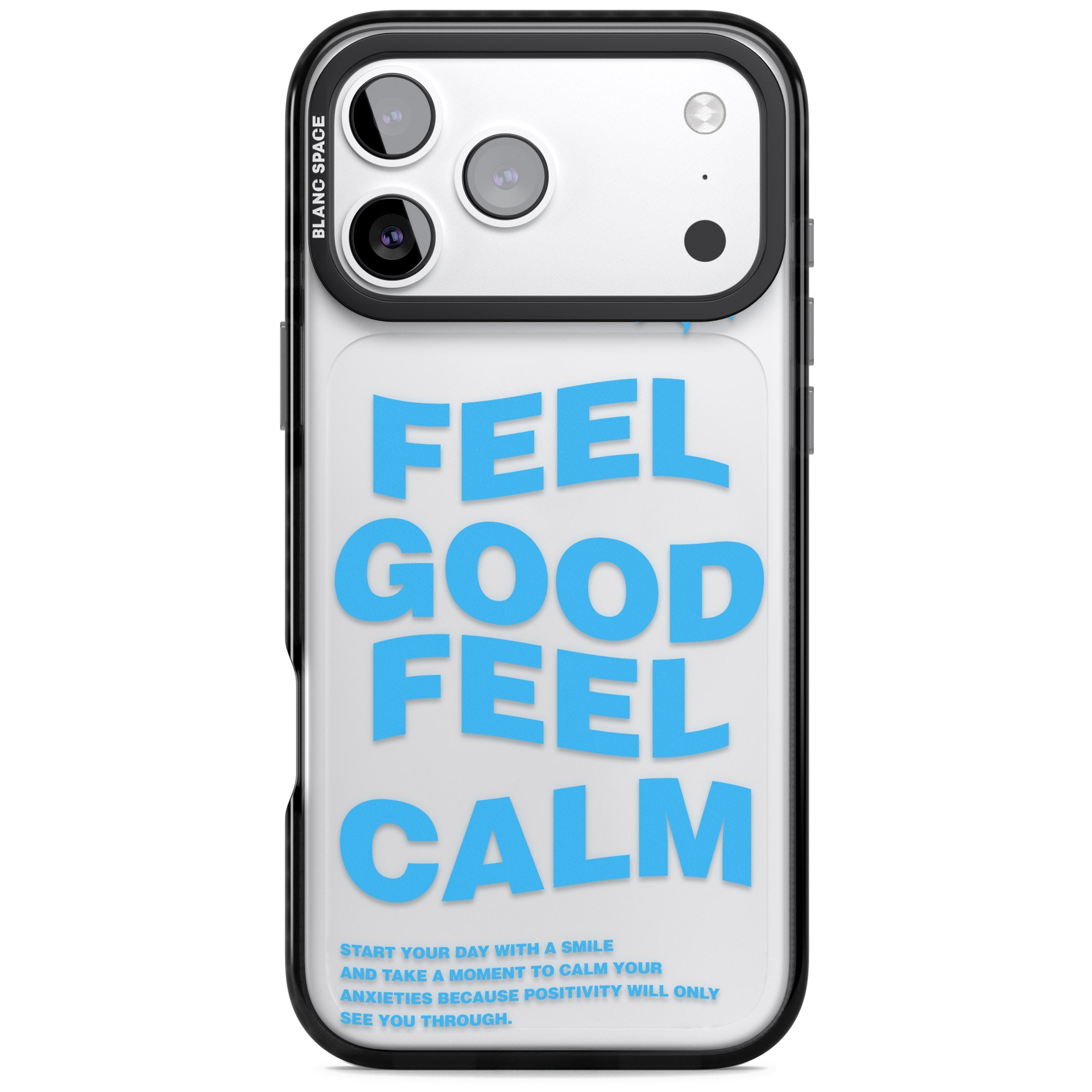 Feel Good Feel Calm (Blue) iPhone 17 Pro Max Impact Black Phone Case