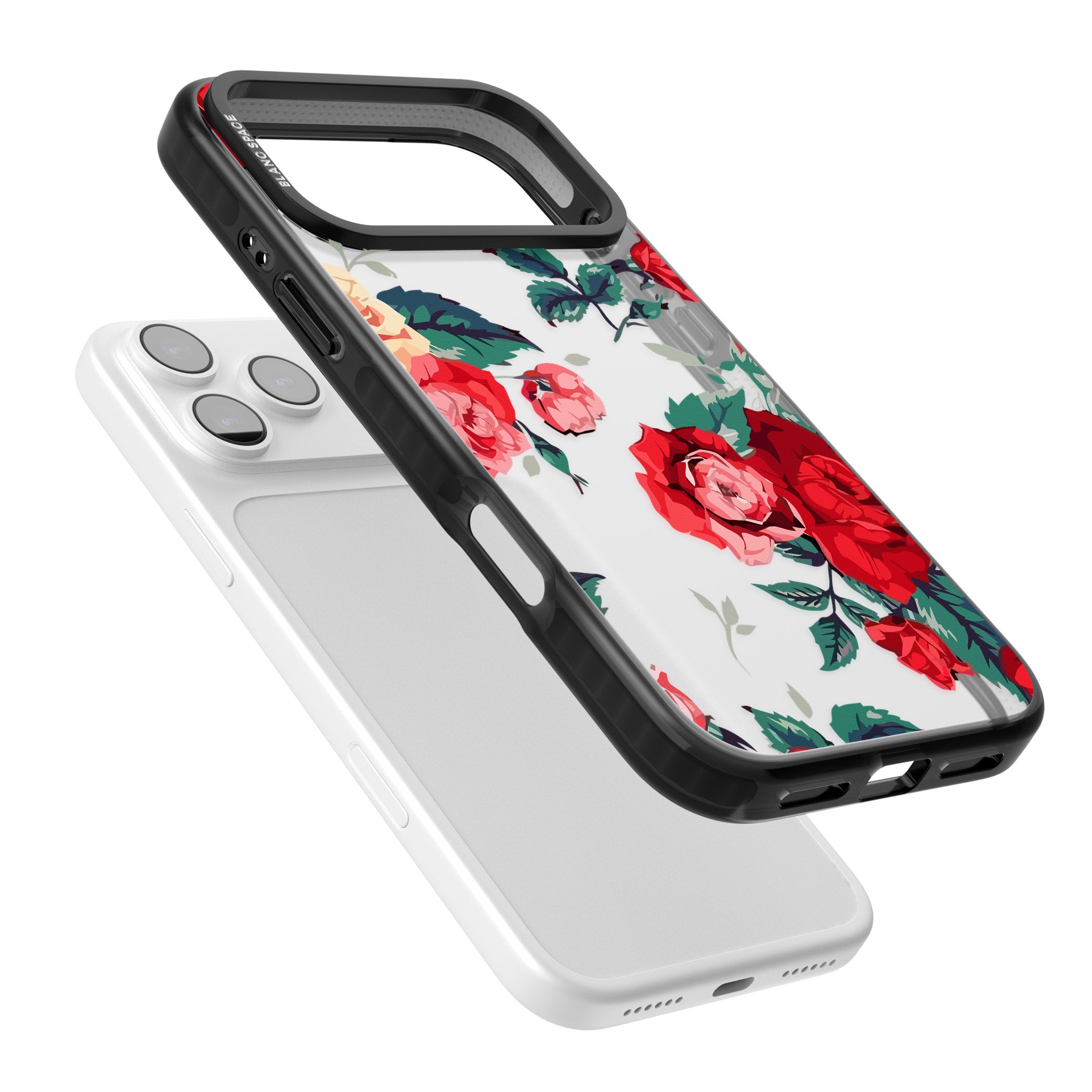 Rose Pattern iPhone 17 Pro Impact Black Phone Case Colours