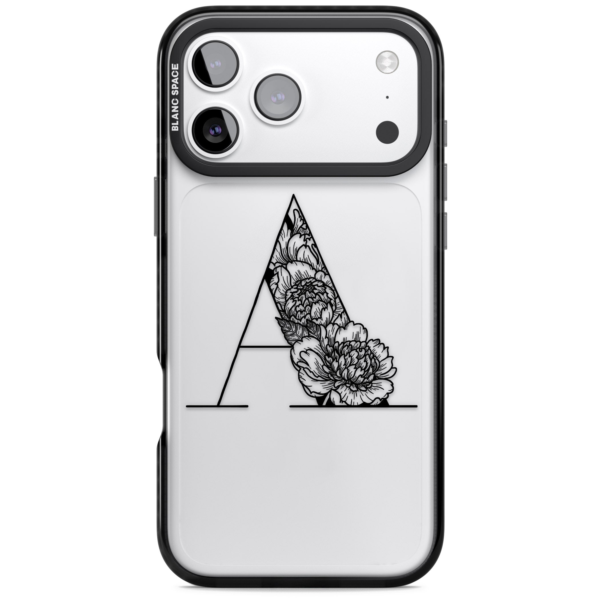 Personalised Floral Monogram iPhone 17 Pro Impact Black Phone Case