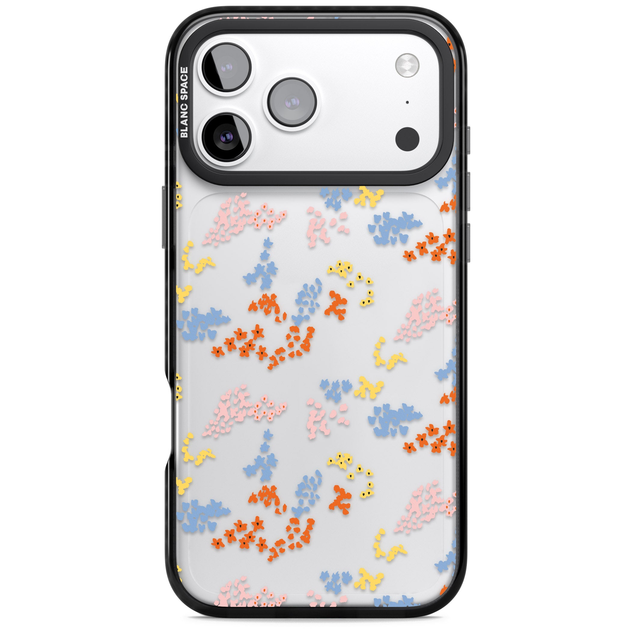 Floral Confetti: Transparent Delight iPhone 17 Pro Max Impact Black Phone Case