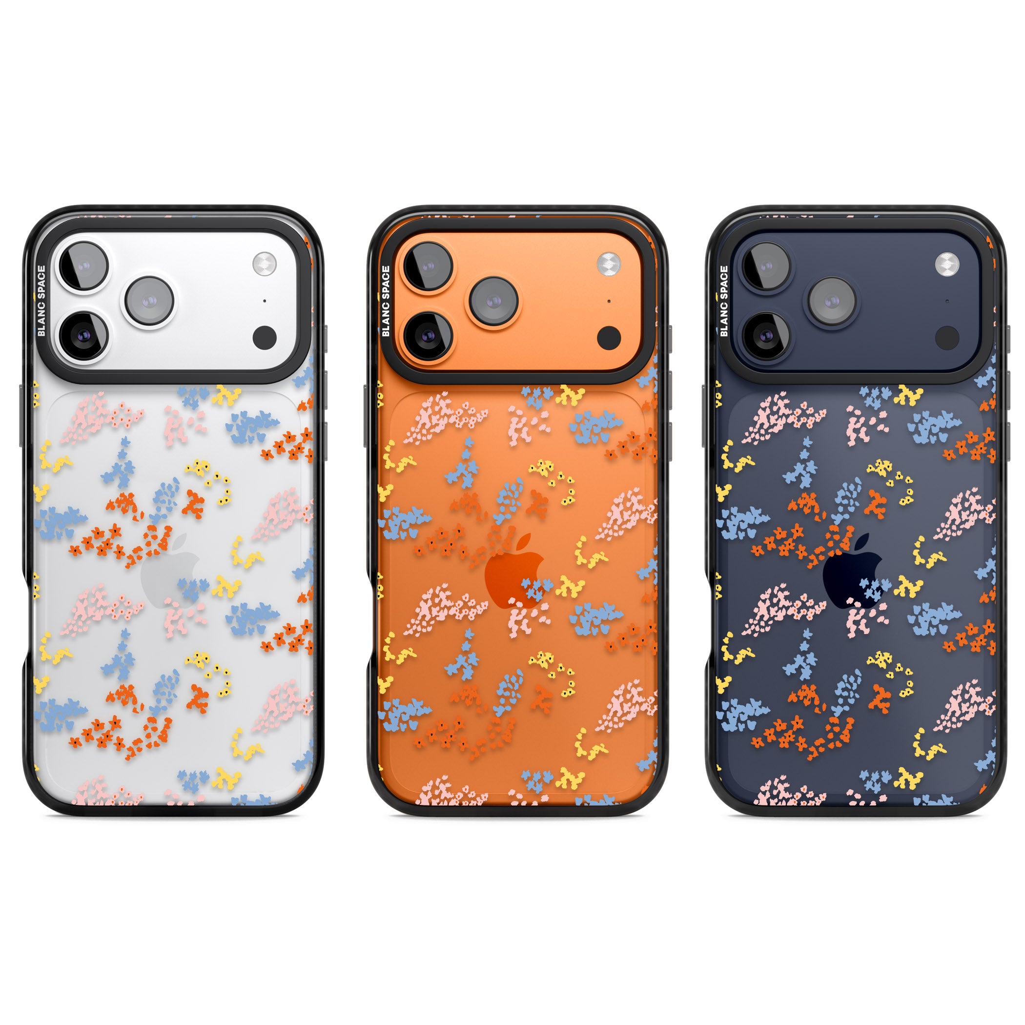 Floral Confetti: Transparent Delight iPhone 17 Pro Impact Black Phone Case APT Impact Protection