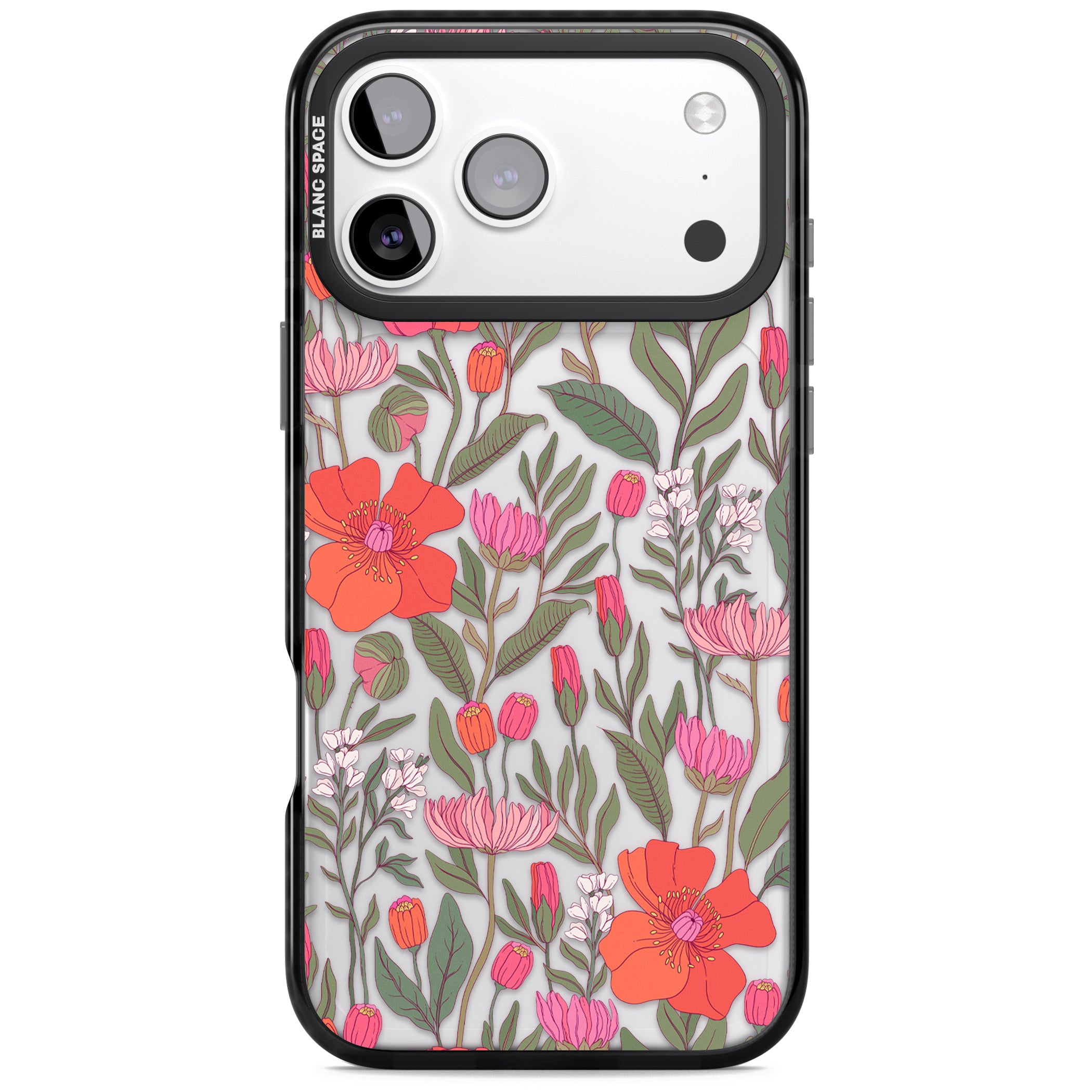 Peachy Floral iPhone 17 Pro Impact Black Phone Case