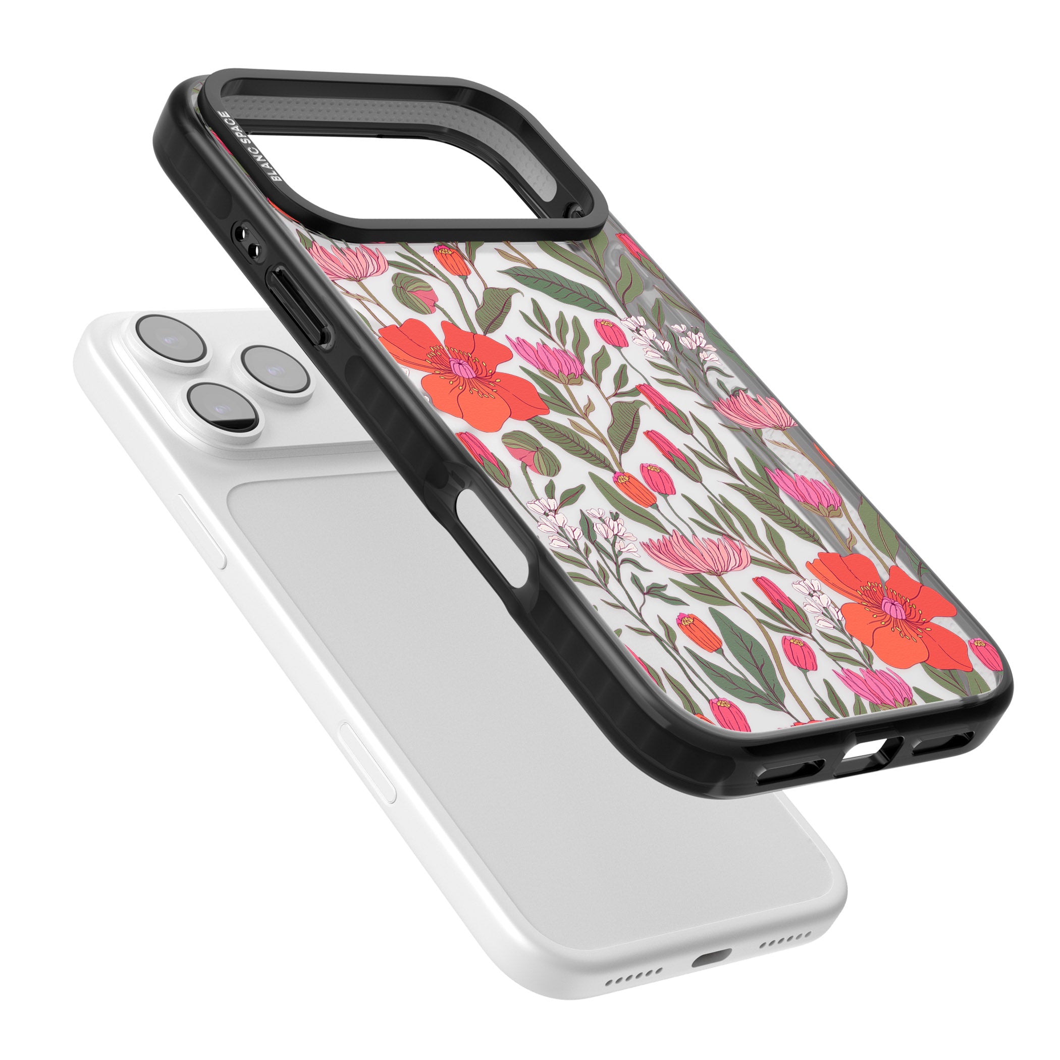 Peachy Floral iPhone 17 Pro Impact Black Phone Case Colours
