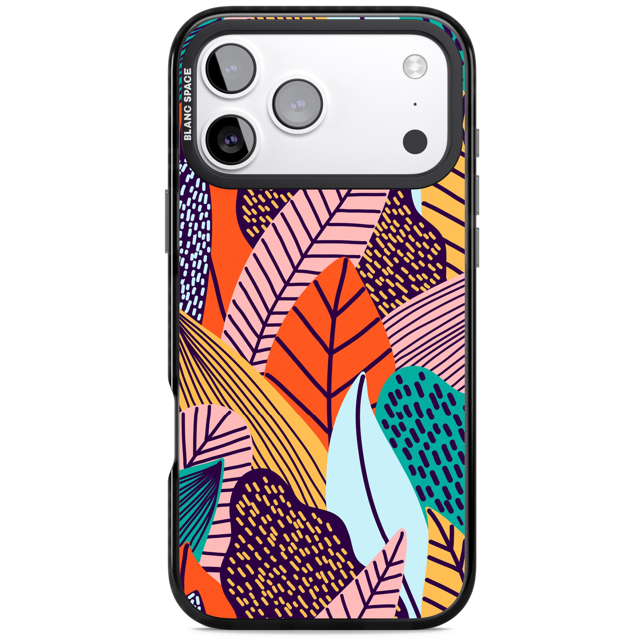 Abstract Leaves iPhone 17 Pro Impact Black Phone Case