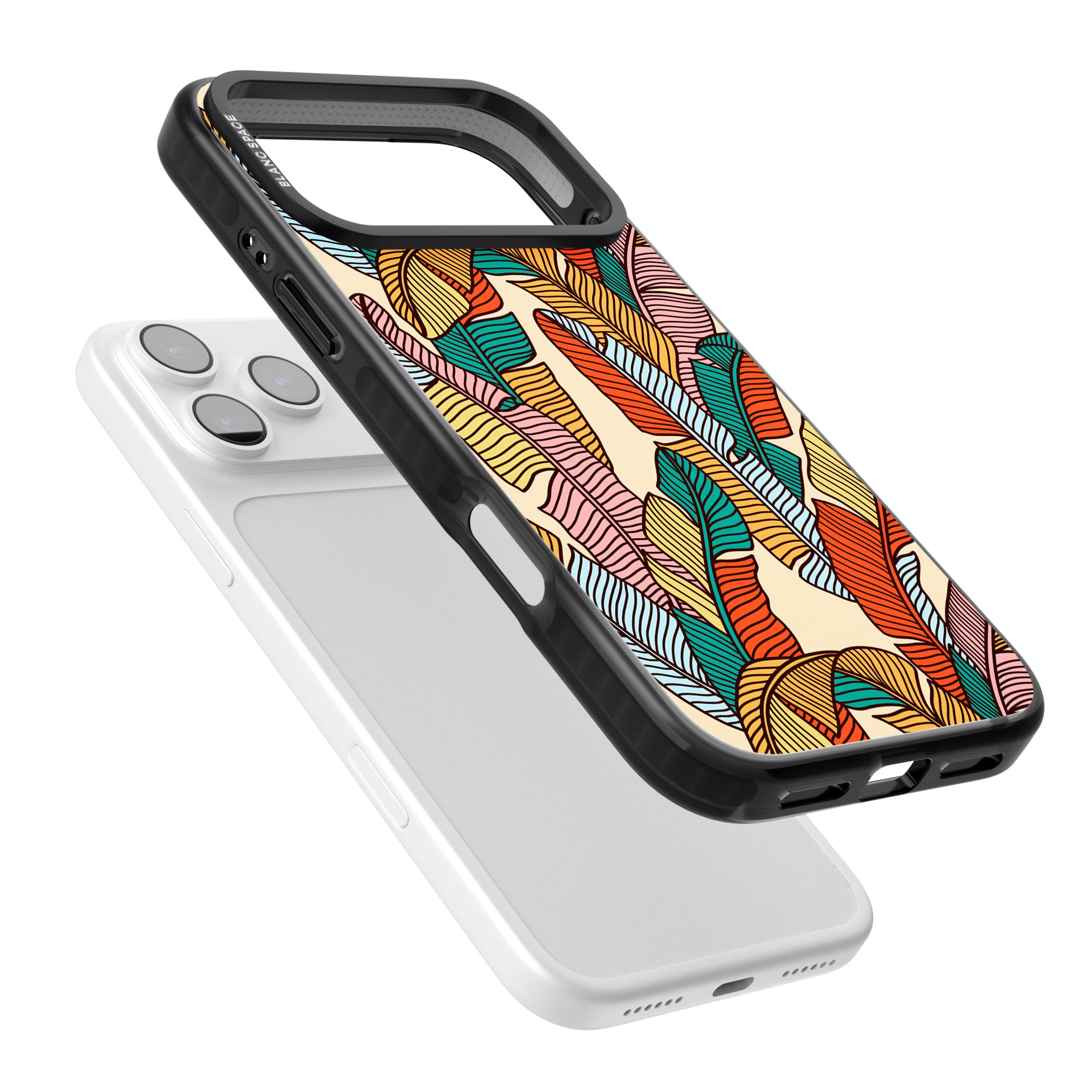 Pastel Palm Leaves iPhone 17 Pro Impact Black Phone Case Colours