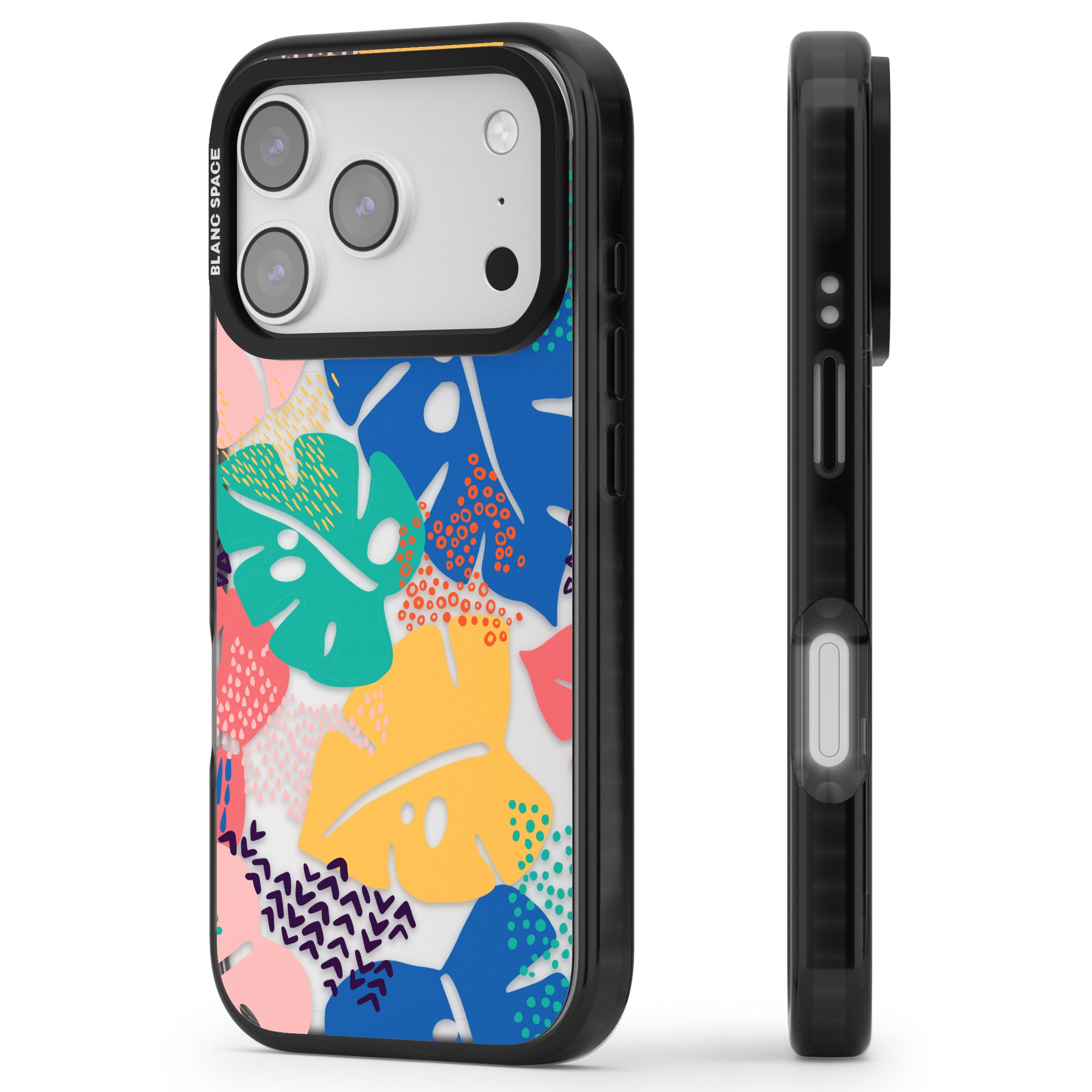 Vibrant Leaves iPhone 17 Pro Impact Black Phone Case Side Profile