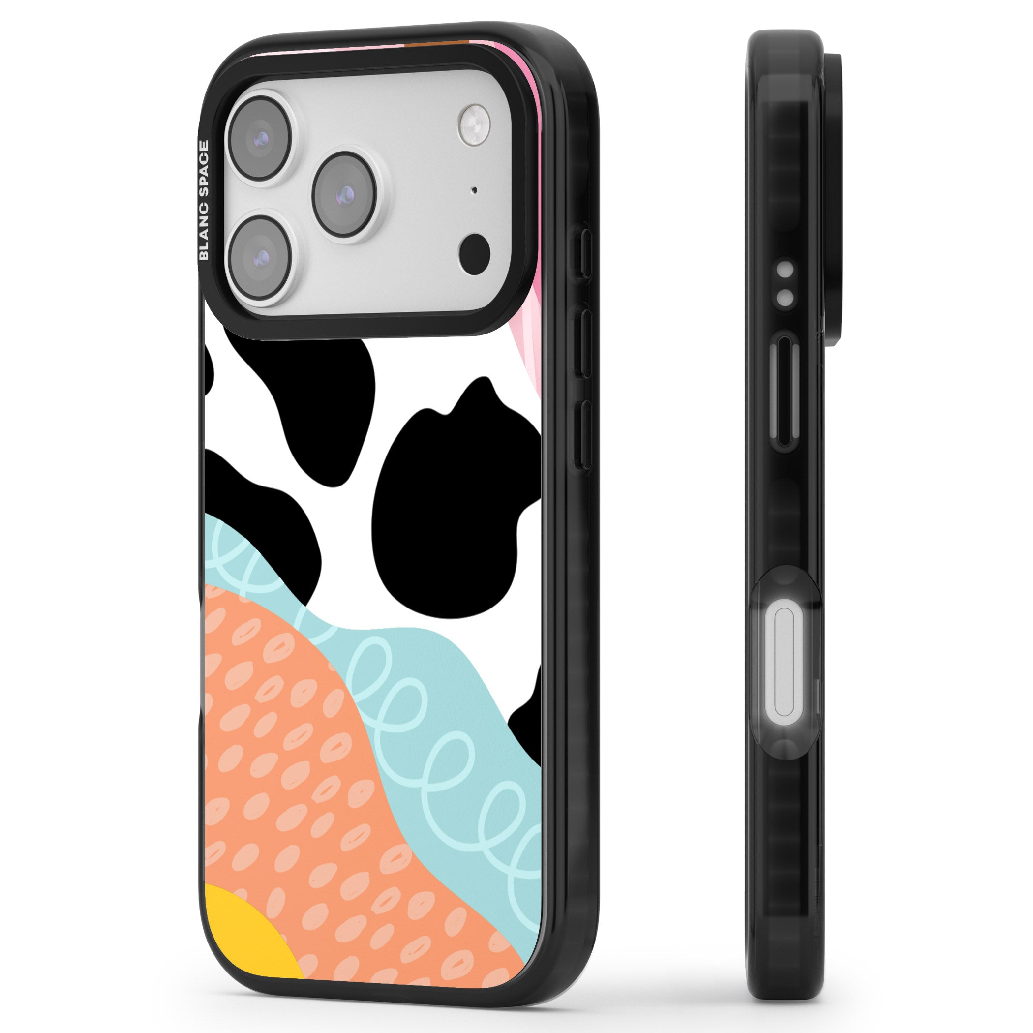 Abstract Elegance iPhone 17 Pro Impact Black Phone Case Side Profile