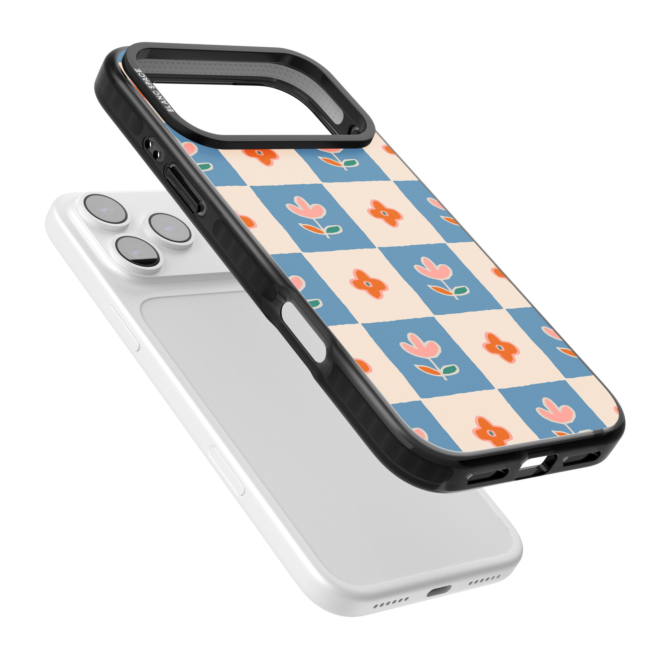 Vintage Bloom Checkered iPhone 17 Pro Max Impact Black Phone Case Colours